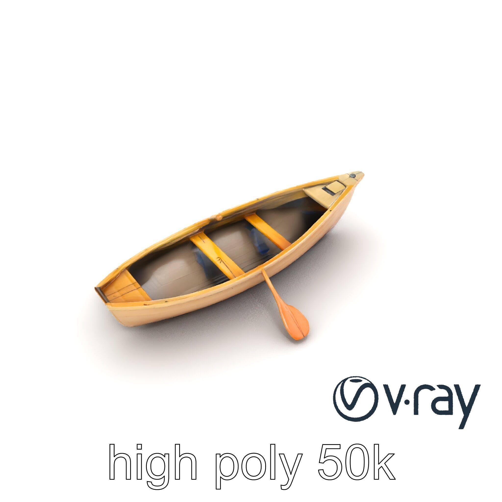 Realistic Wooden Rowboat with Oars model pack Low-poly 3D model_22