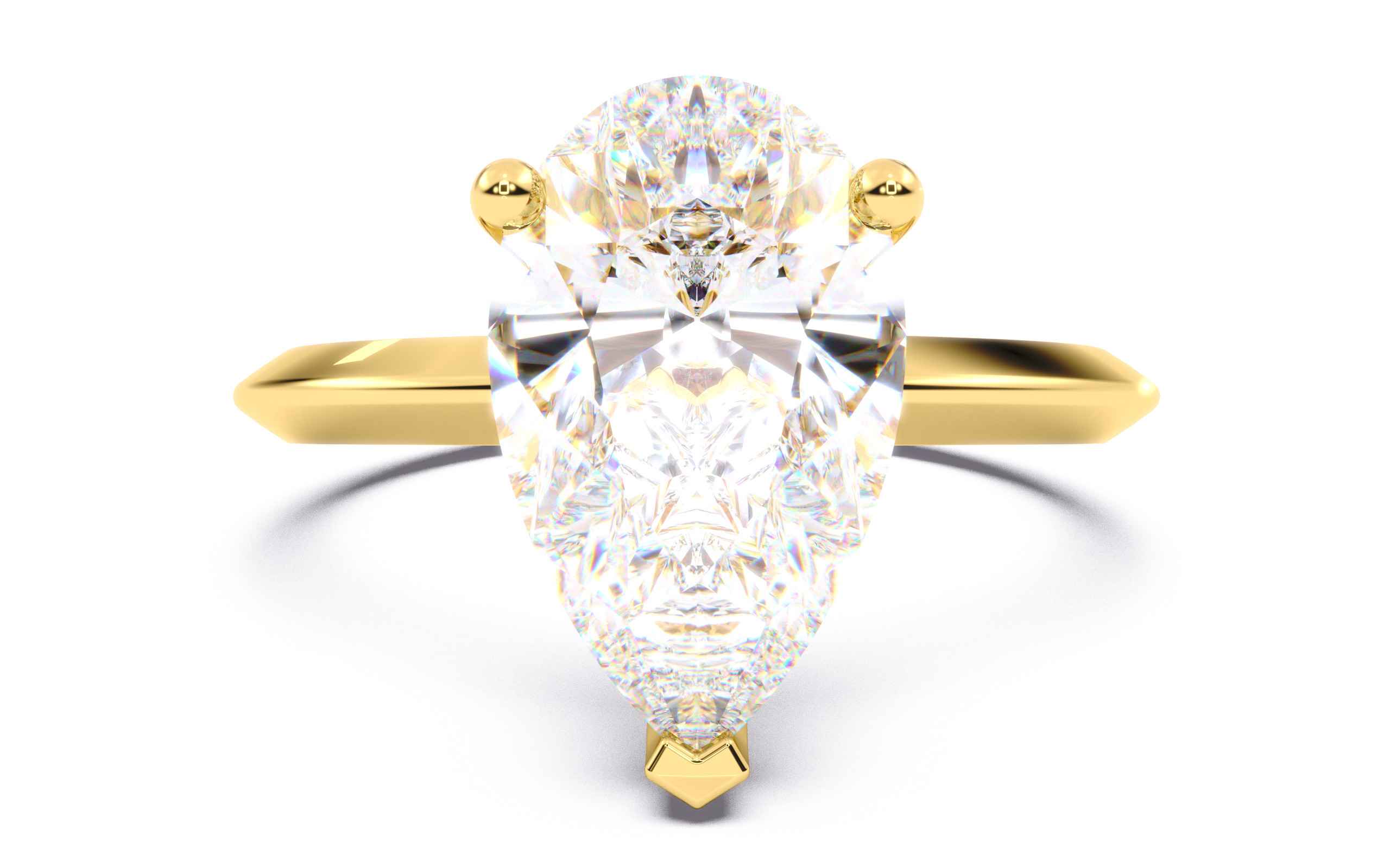Pear Diamond Solitaire Ring 3D print model 3D print model_13