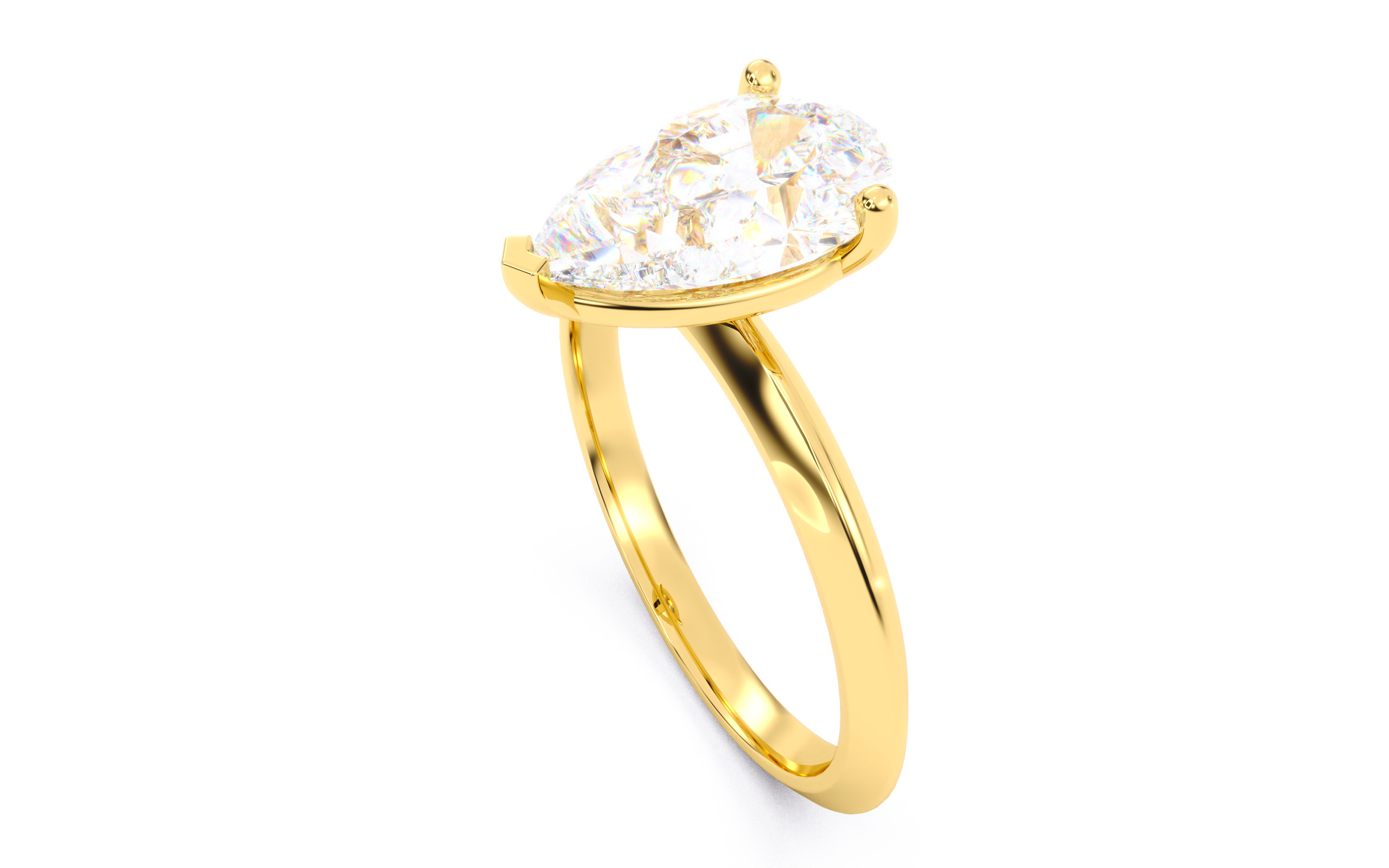 Pear Diamond Solitaire Ring 3D print model 3D print model_7