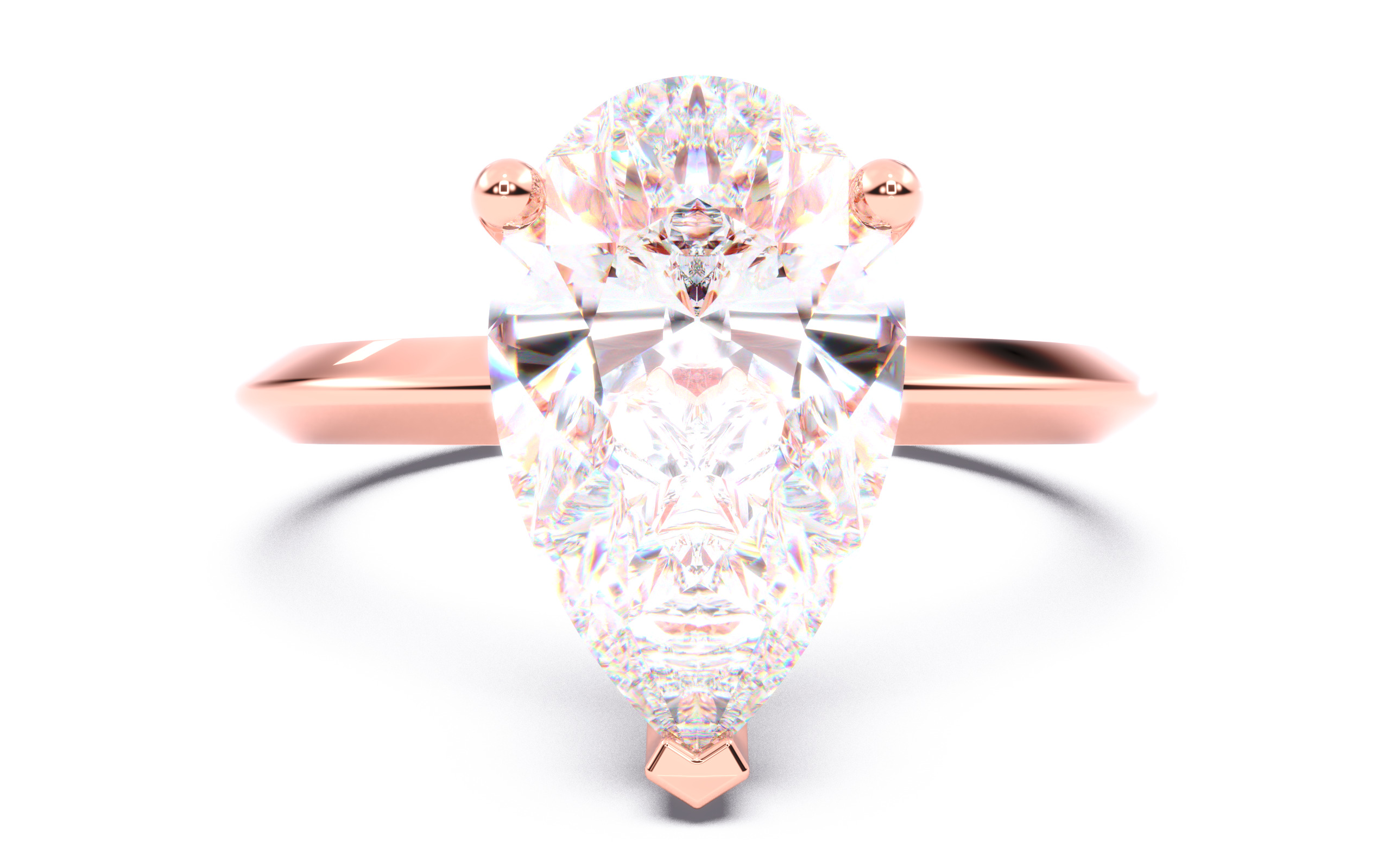 Pear Diamond Solitaire Ring 3D print model 3D print model_21