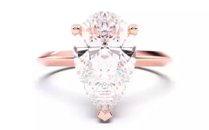 Pear Diamond Solitaire Ring 3D print model