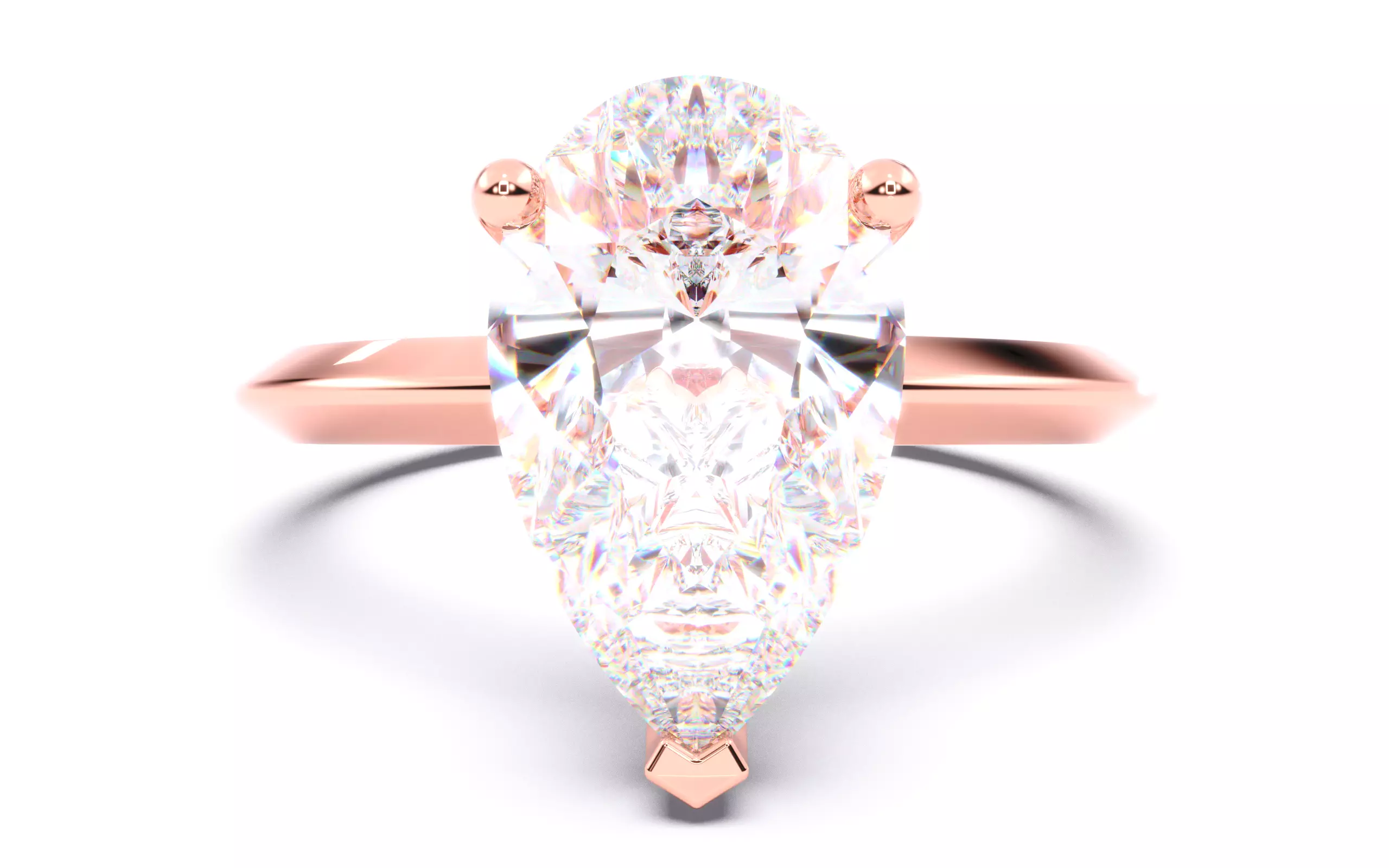 Pear Diamond Solitaire Ring 3D print model 3D print model_0