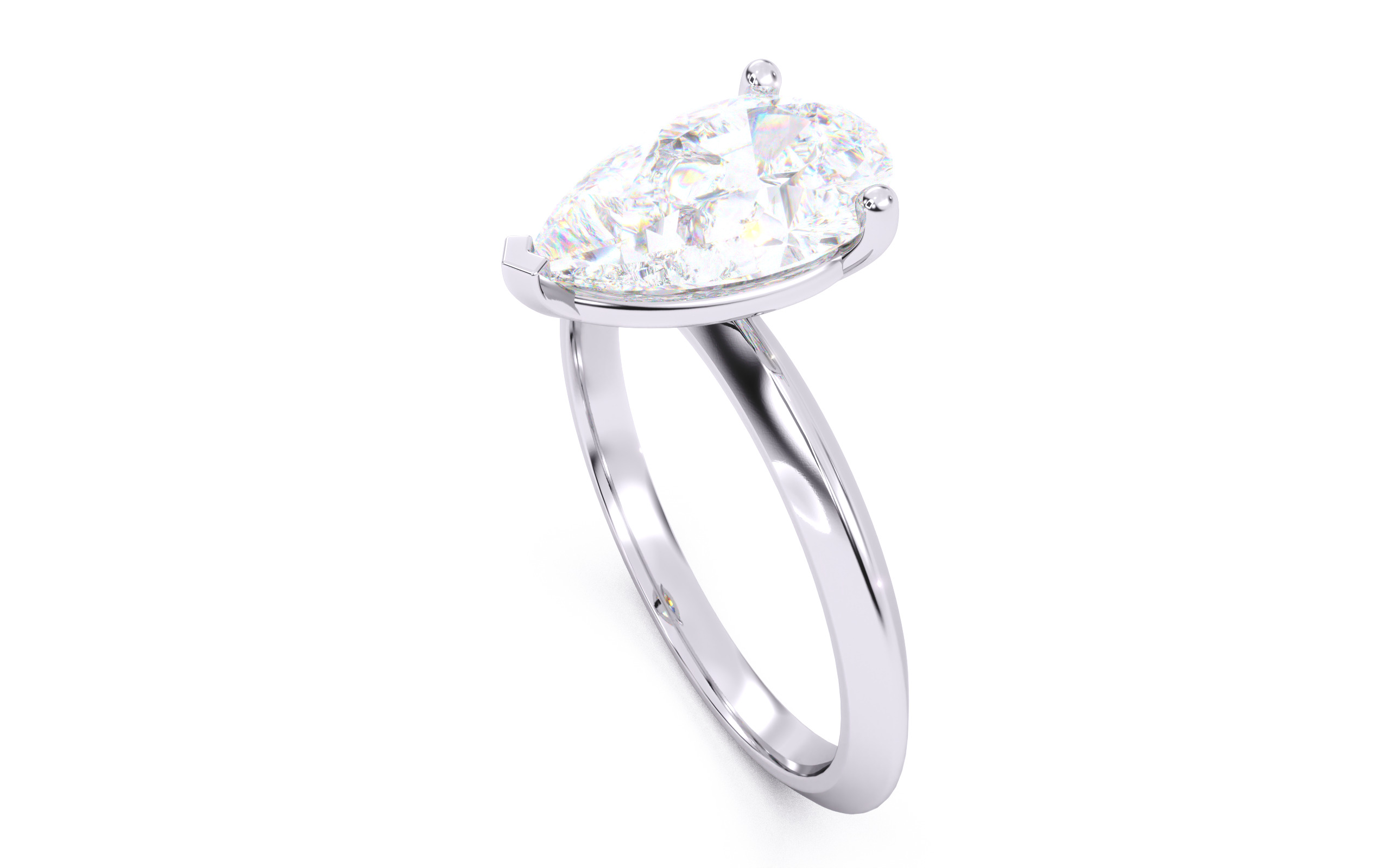Pear Diamond Solitaire Ring 3D print model 3D print model_9