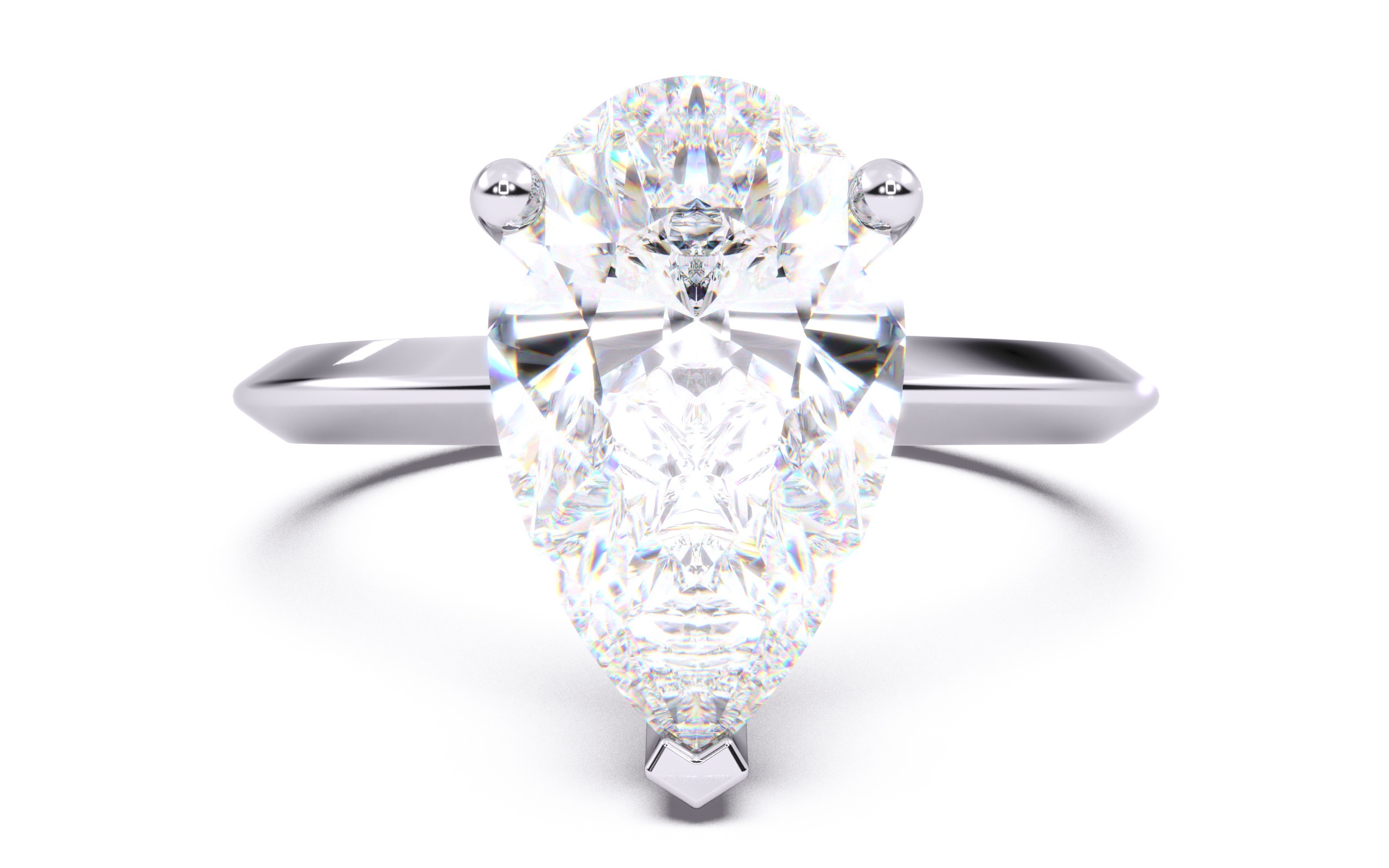 Pear Diamond Solitaire Ring 3D print model 3D print model_20