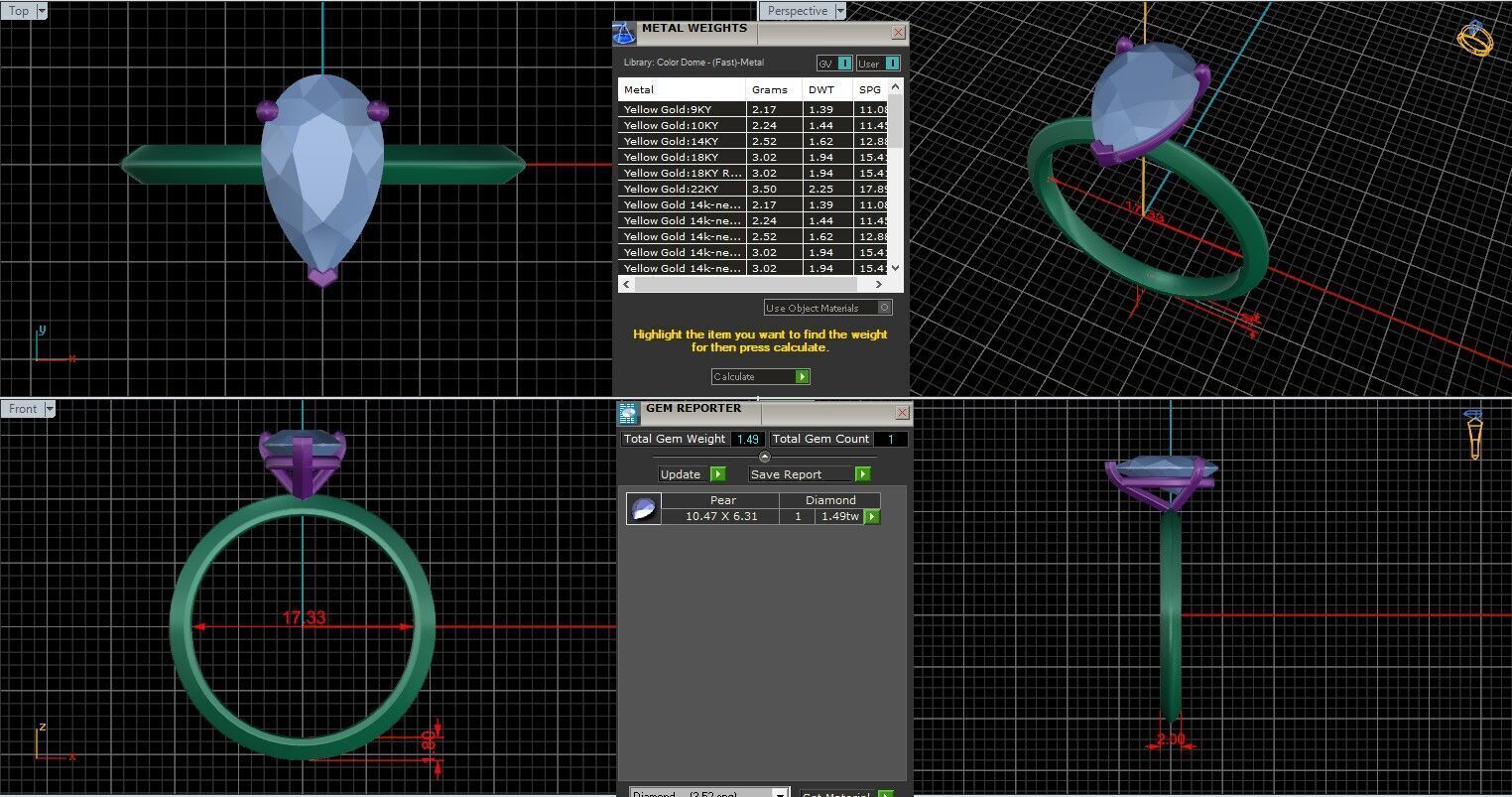 Pear Diamond Solitaire Ring 3D print model 3D print model_25
