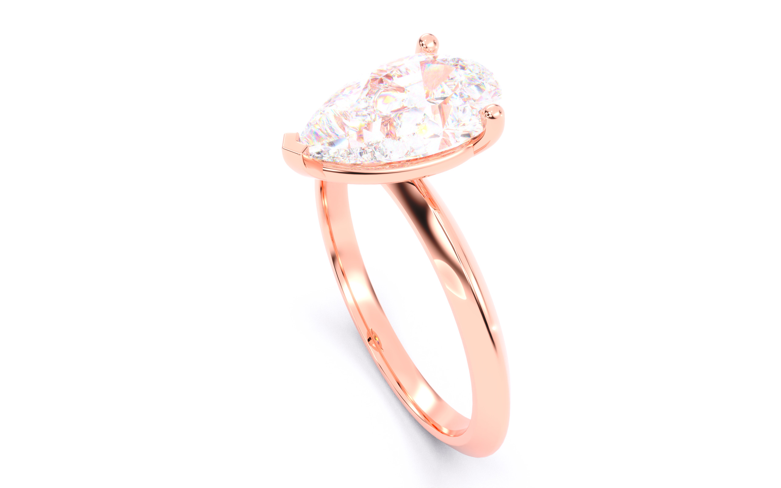 Pear Diamond Solitaire Ring 3D print model 3D print model_10