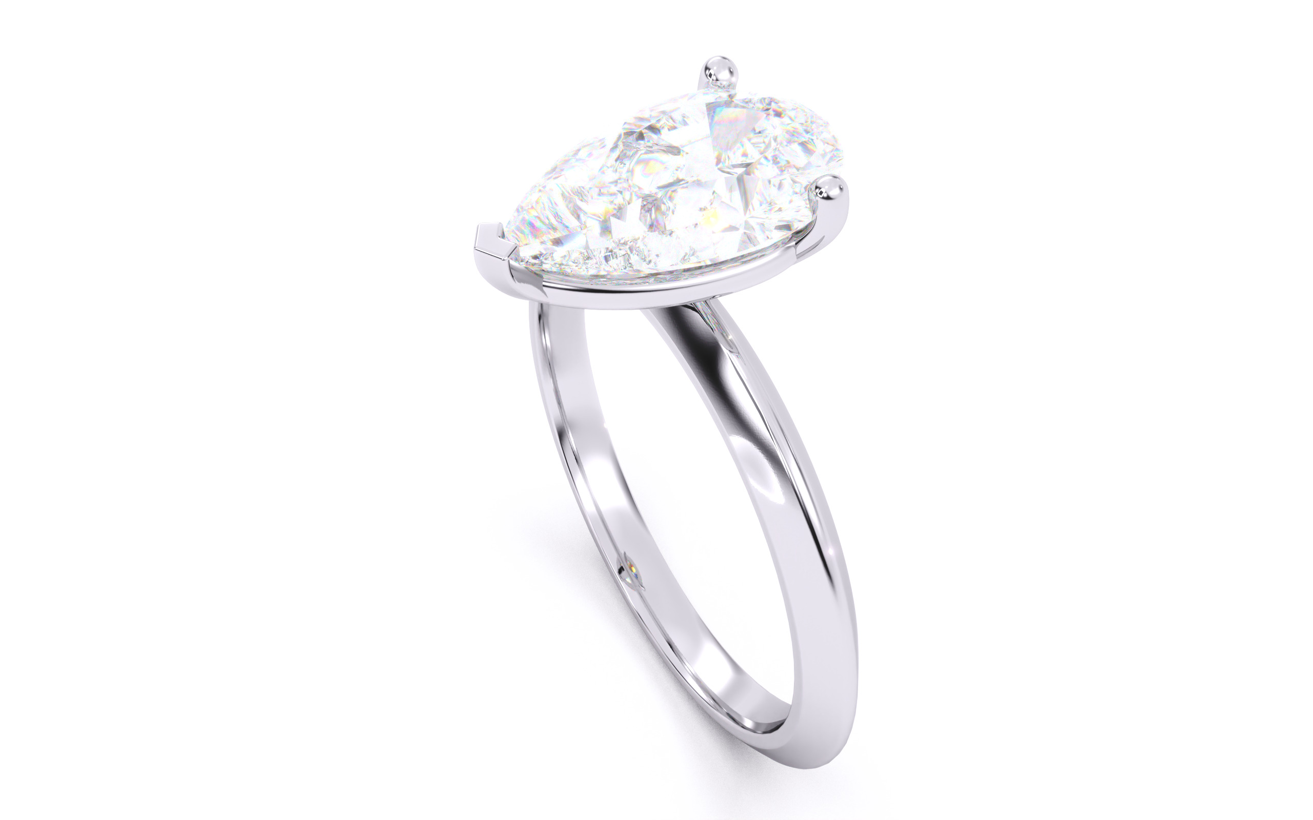 Pear Diamond Solitaire Ring 3D print model 3D print model_8