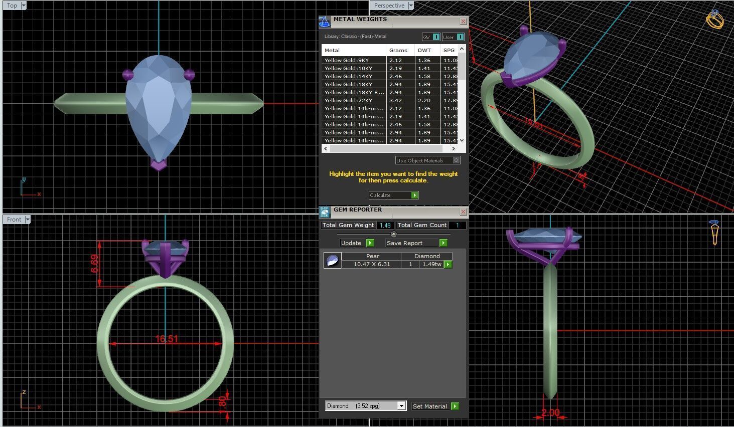 Pear Diamond Solitaire Ring 3D print model 3D print model_1