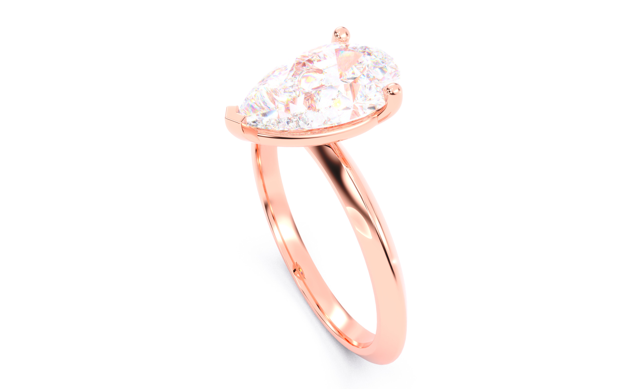 Pear Diamond Solitaire Ring 3D print model 3D print model_11