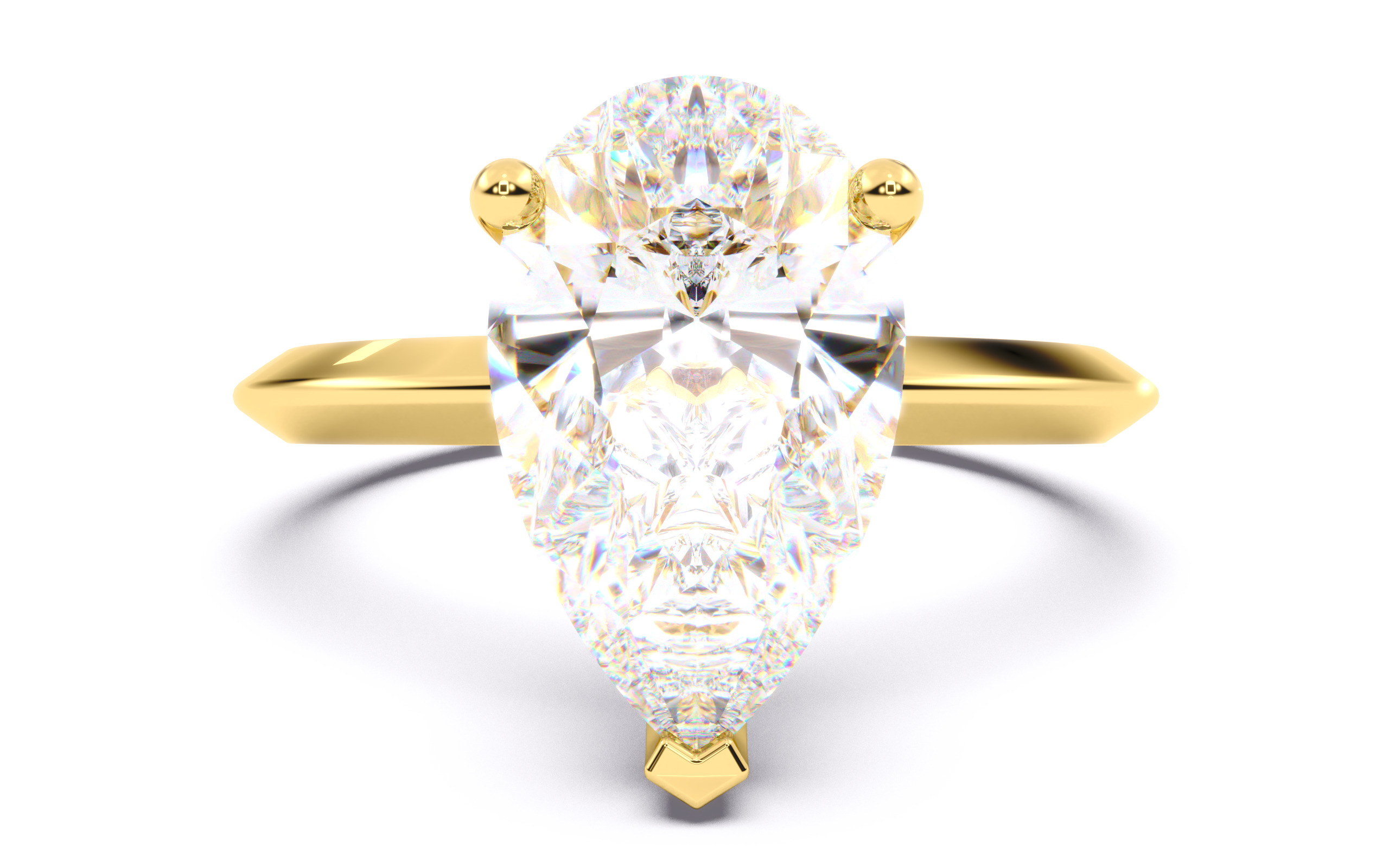 Pear Diamond Solitaire Ring 3D print model 3D print model_2