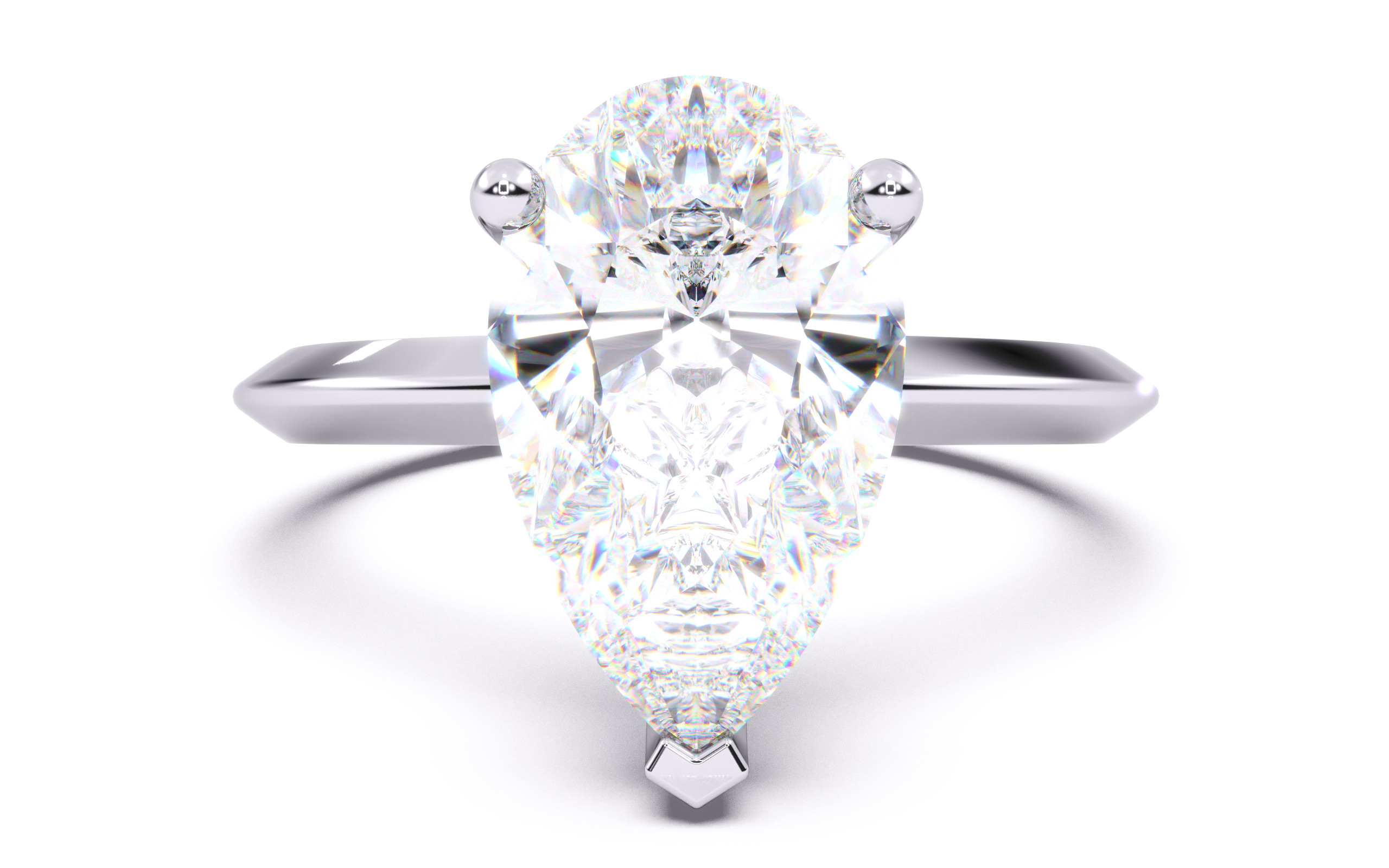 Pear Diamond Solitaire Ring 3D print model 3D print model_19