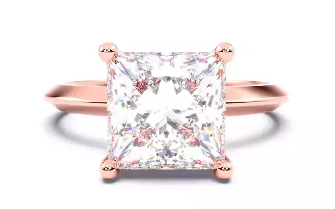 Princess Diamond Solitaire Ring 3D print model
