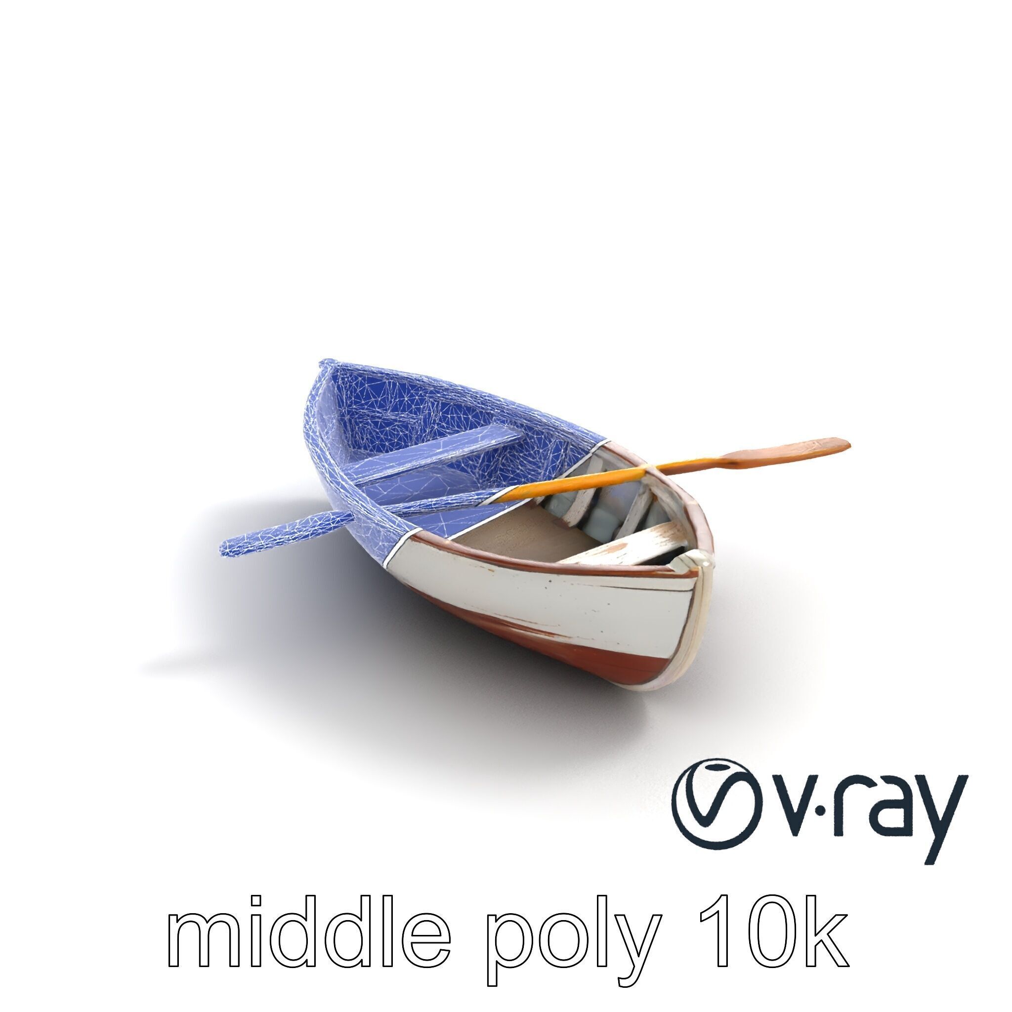 Rustic Rowboat with Oars 3D model pack Low-poly 3D model_10