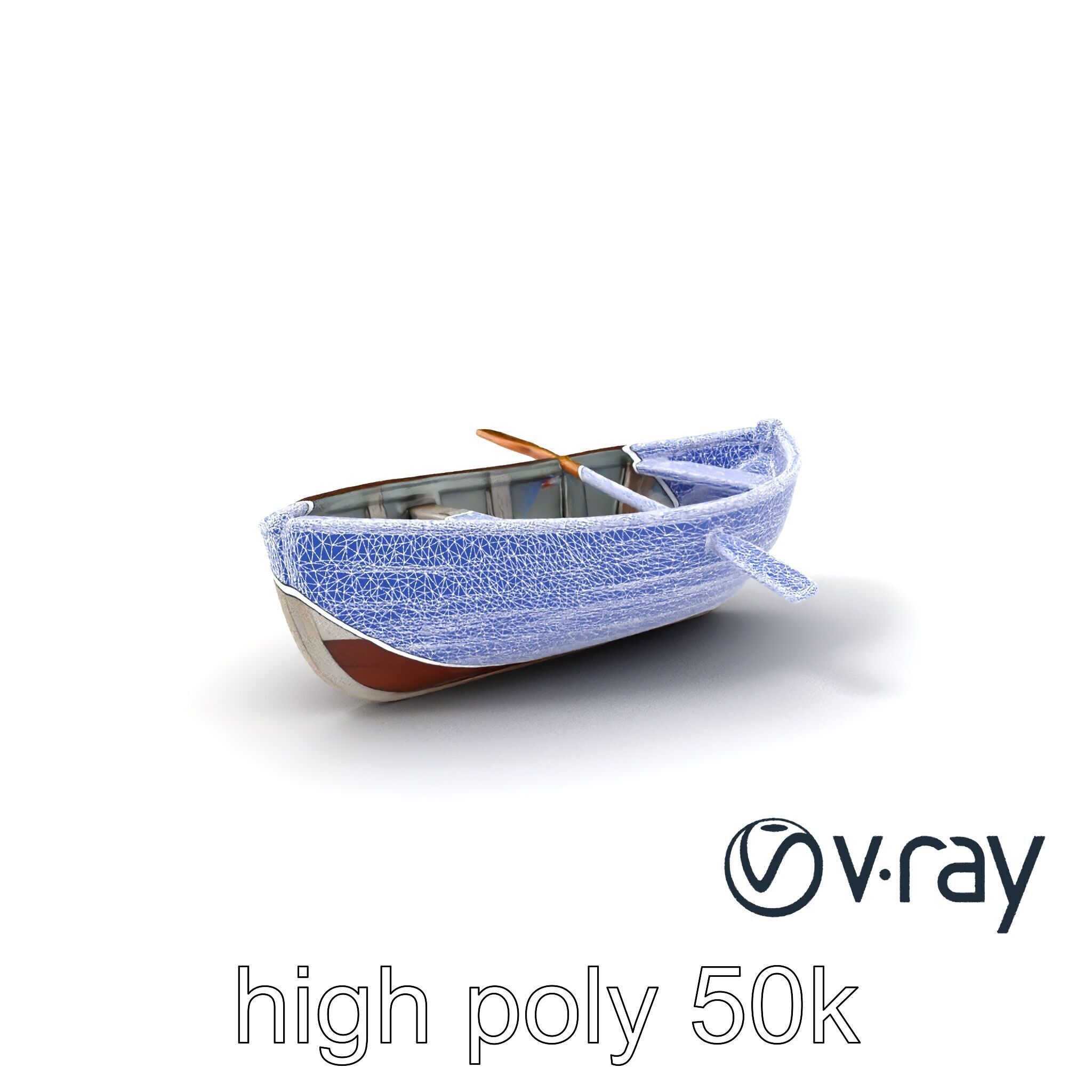 Rustic Rowboat with Oars 3D model pack Low-poly 3D model_1