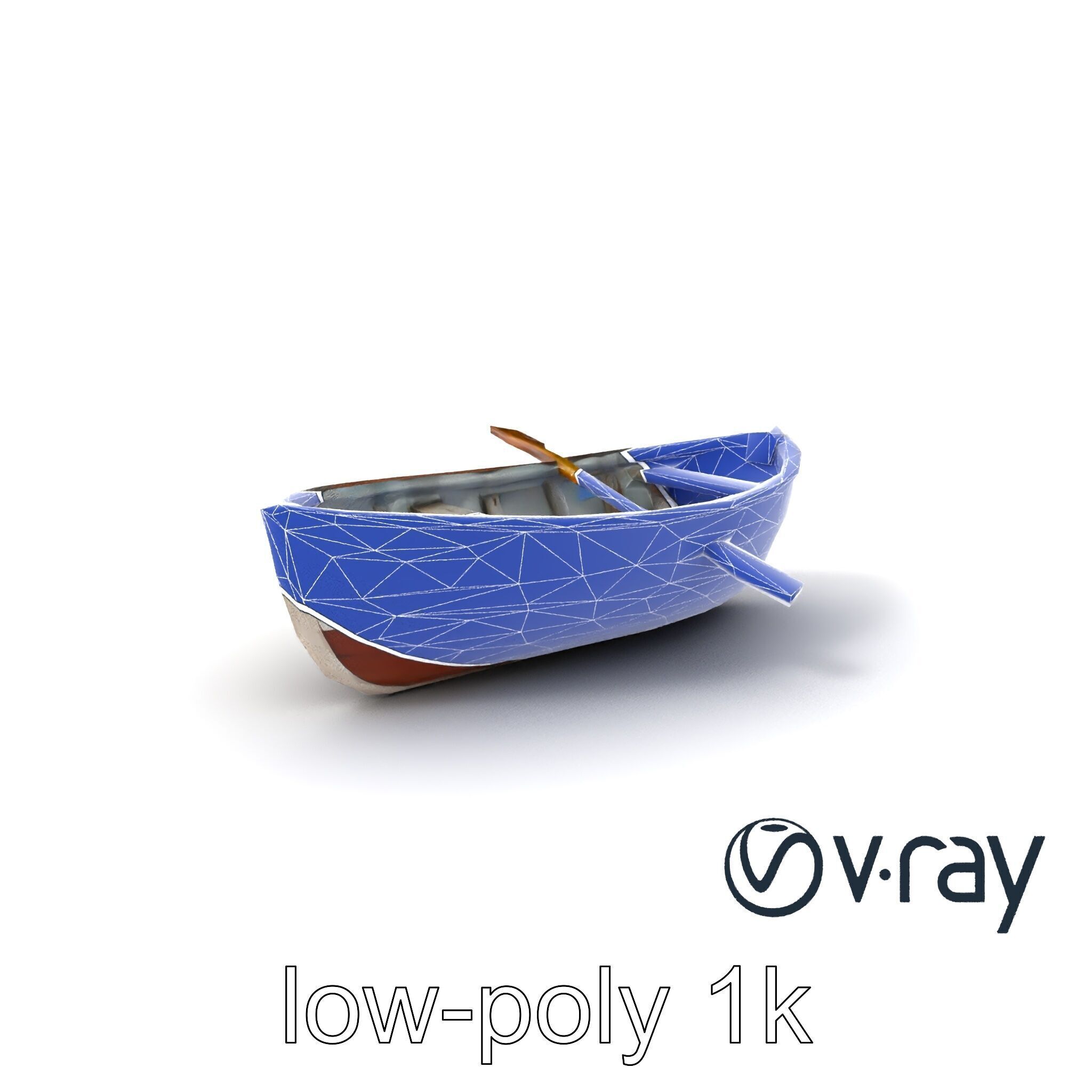 Rustic Rowboat with Oars 3D model pack Low-poly 3D model_6