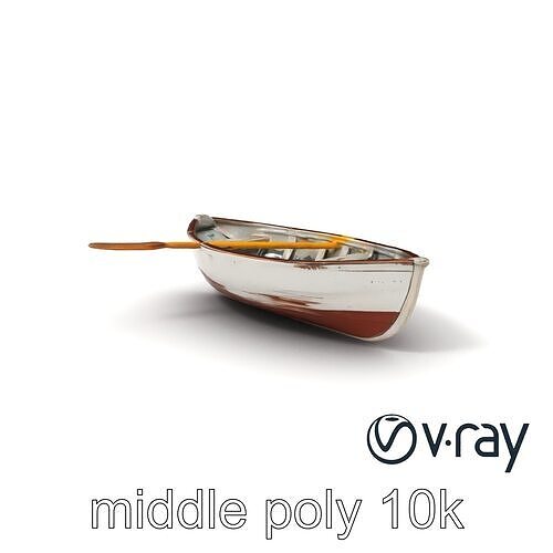 Rustic Rowboat with Oars 3D model pack Low-poly 3D model