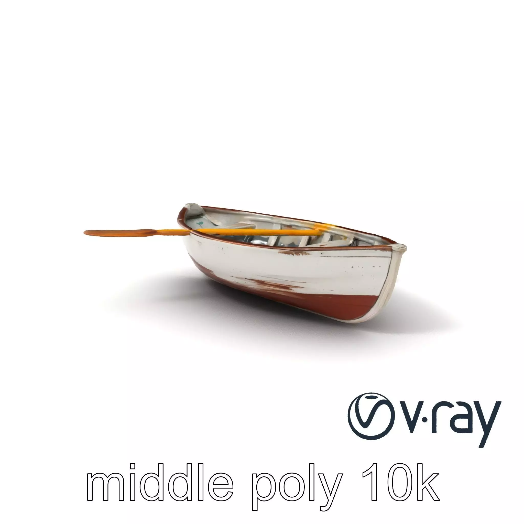 Rustic Rowboat with Oars 3D model pack Low-poly 3D model_0