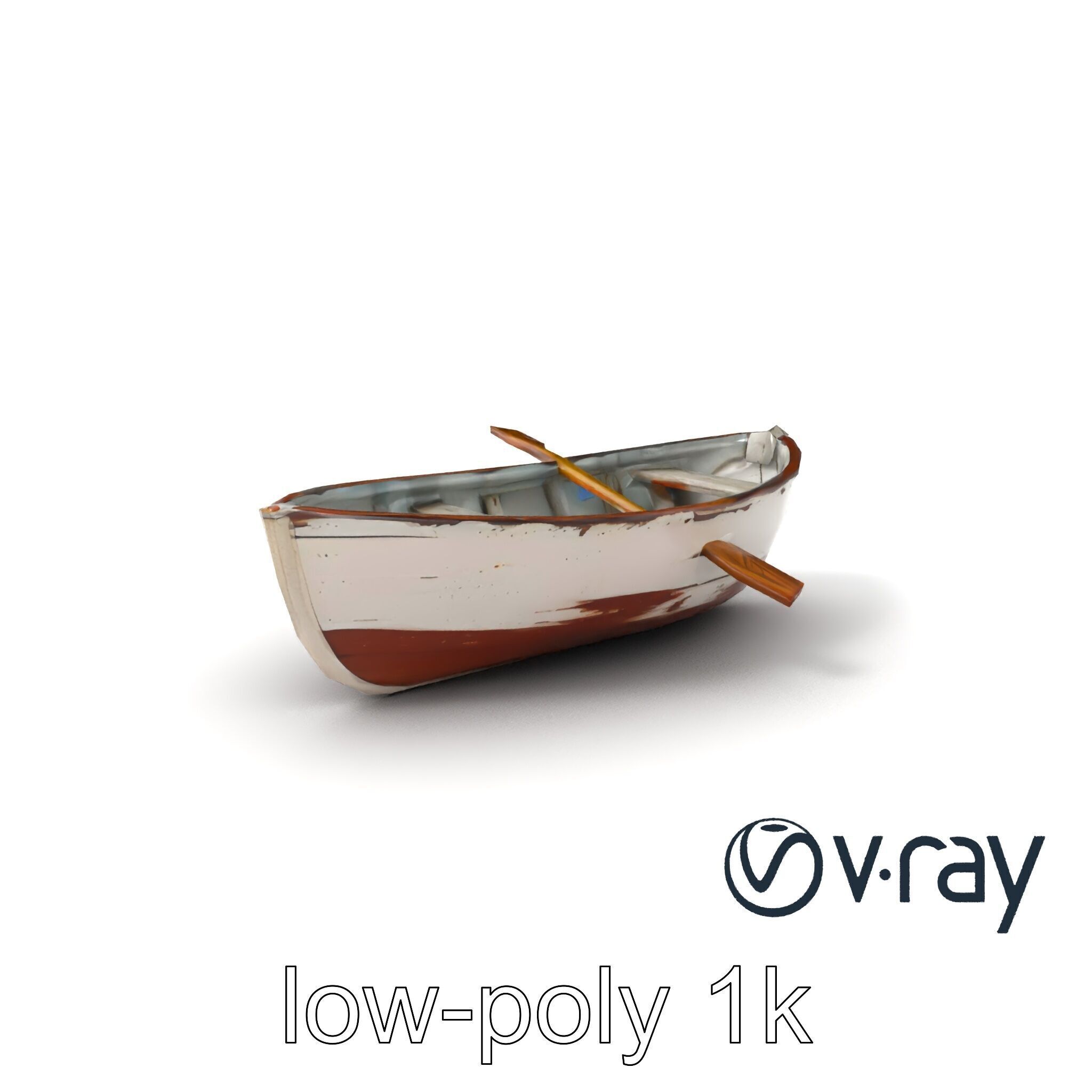 Rustic Rowboat with Oars 3D model pack Low-poly 3D model_4