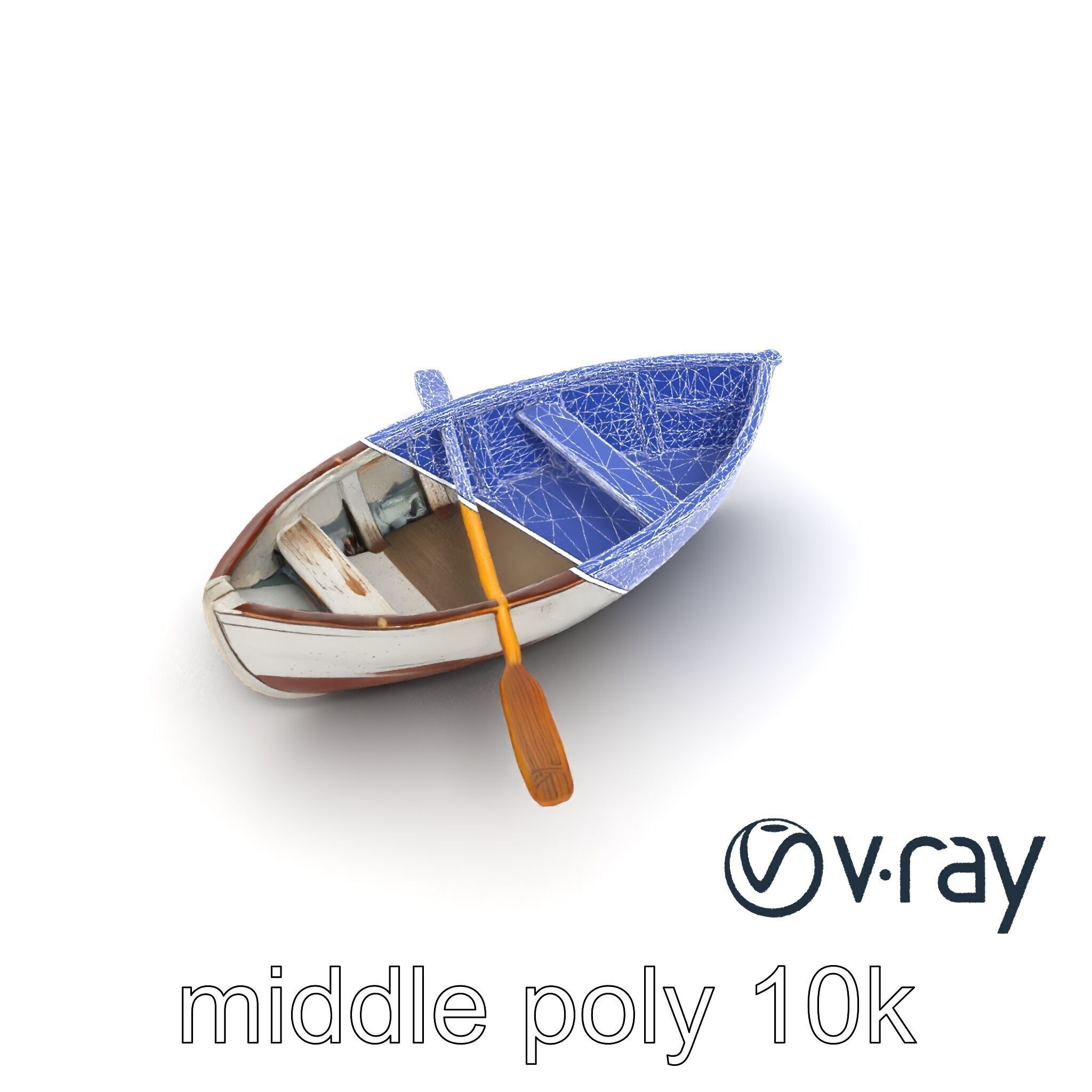 Rustic Rowboat with Oars 3D model pack Low-poly 3D model_22