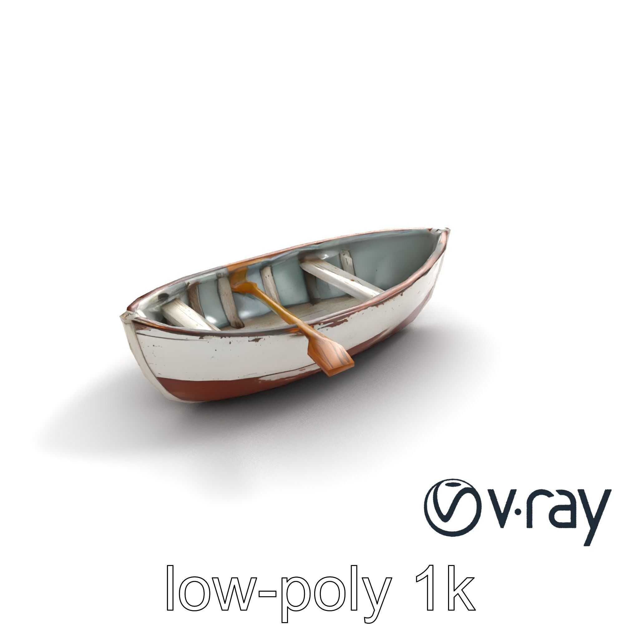 Rustic Rowboat with Oars 3D model pack Low-poly 3D model_8