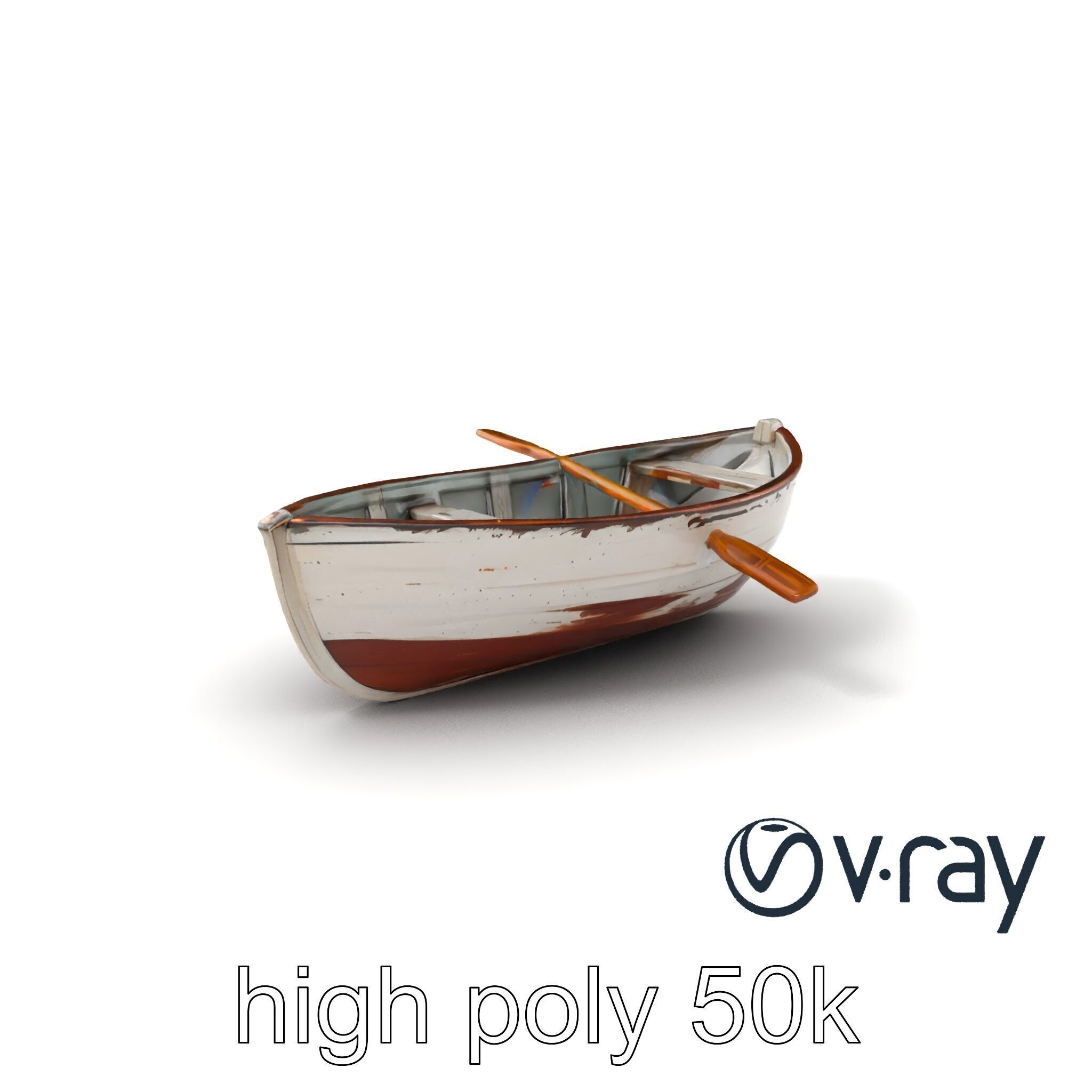 Rustic Rowboat with Oars 3D model pack Low-poly 3D model_2