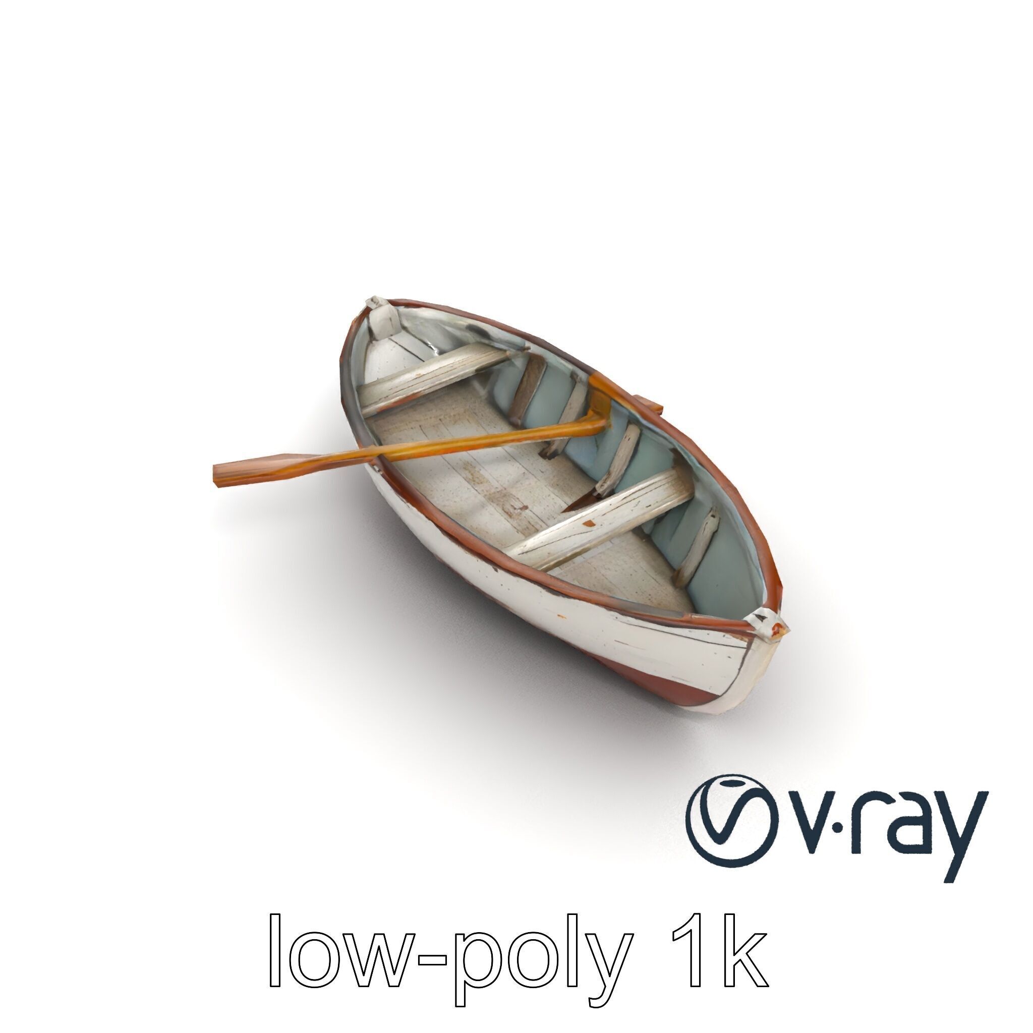 Rustic Rowboat with Oars 3D model pack Low-poly 3D model_28