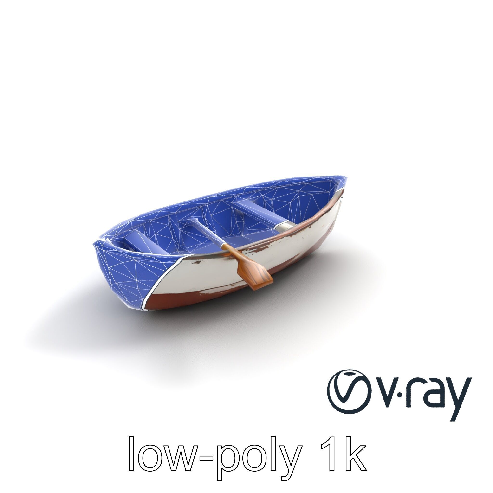 Rustic Rowboat with Oars 3D model pack Low-poly 3D model_11
