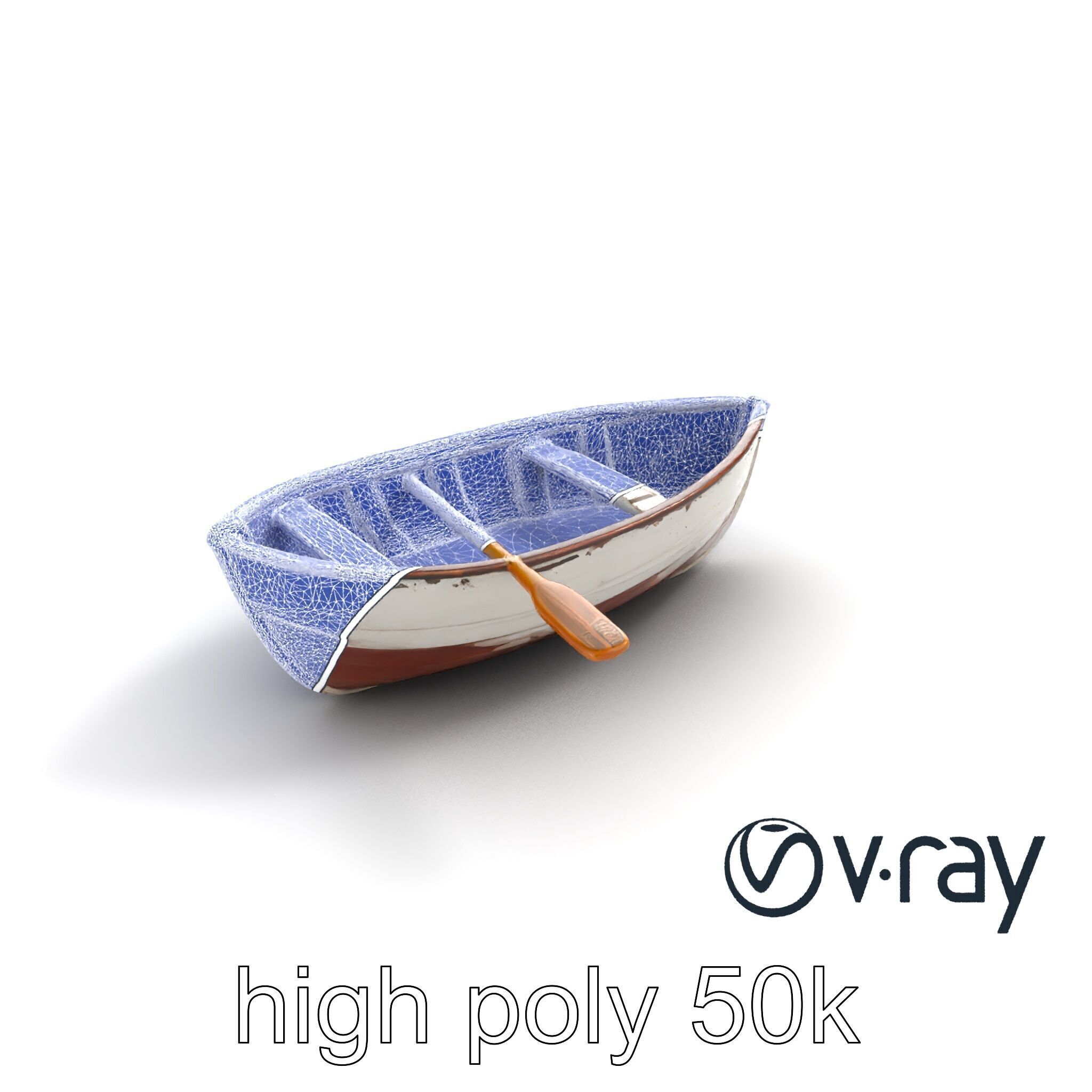 Rustic Rowboat with Oars 3D model pack Low-poly 3D model_14