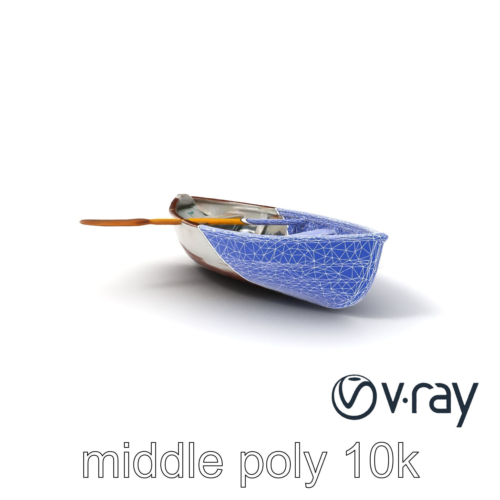 Rustic Rowboat with Oars 3D model pack Low-poly 3D model_5