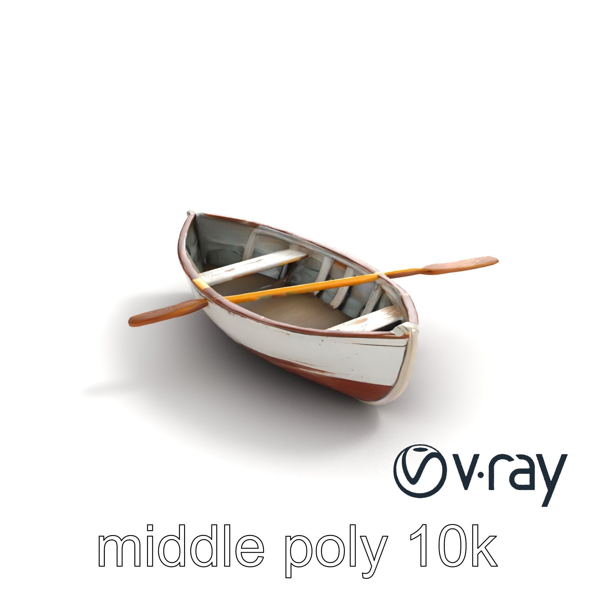 Rustic Rowboat with Oars 3D model pack Low-poly 3D model_7