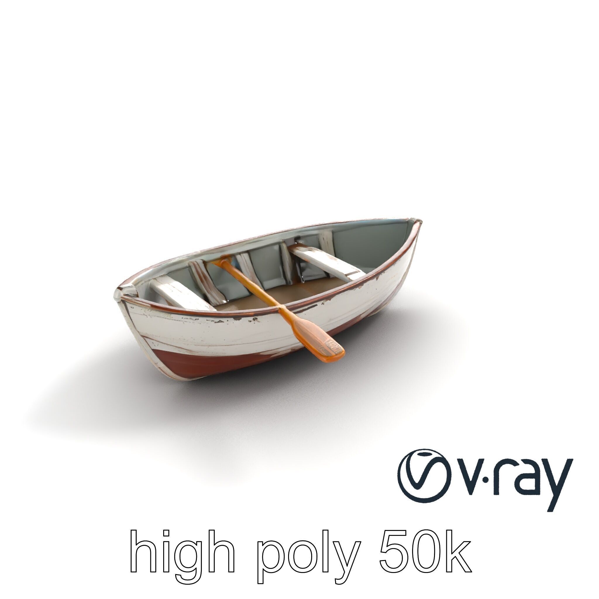 Rustic Rowboat with Oars 3D model pack Low-poly 3D model_9
