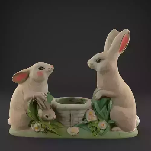 Cute Bunny Planter 3D STL File for Easter and Home Decor 3D print model
