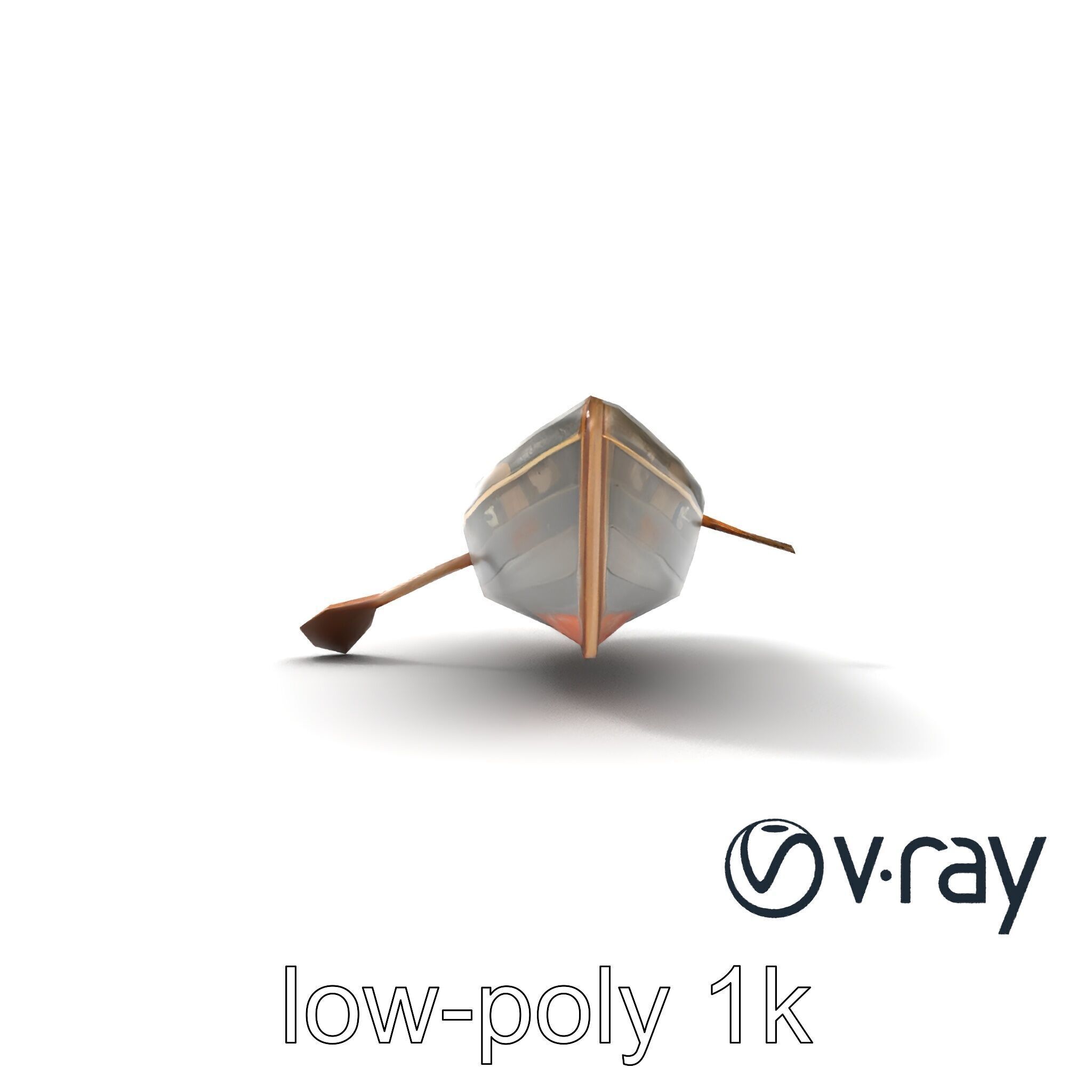 Weathered Rowboat with Oars model pack Low-poly 3D model_12