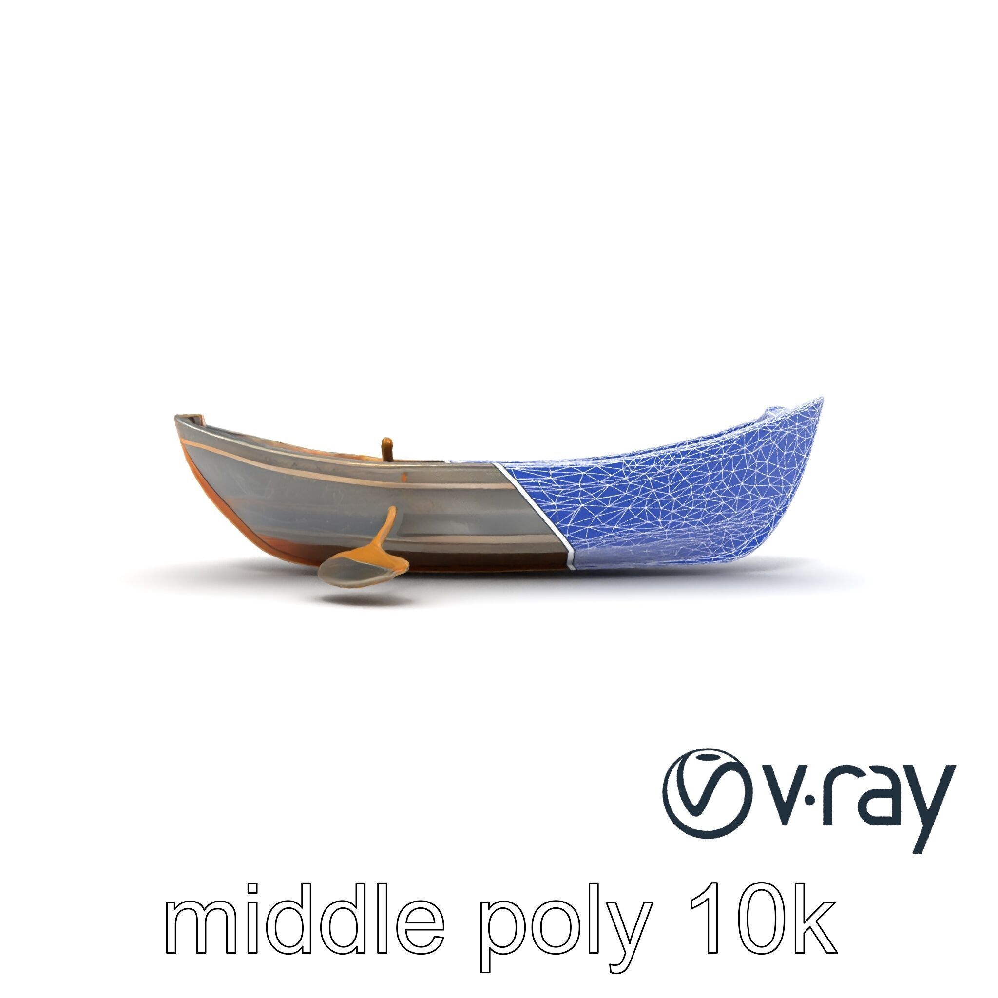 Weathered Rowboat with Oars model pack Low-poly 3D model_27