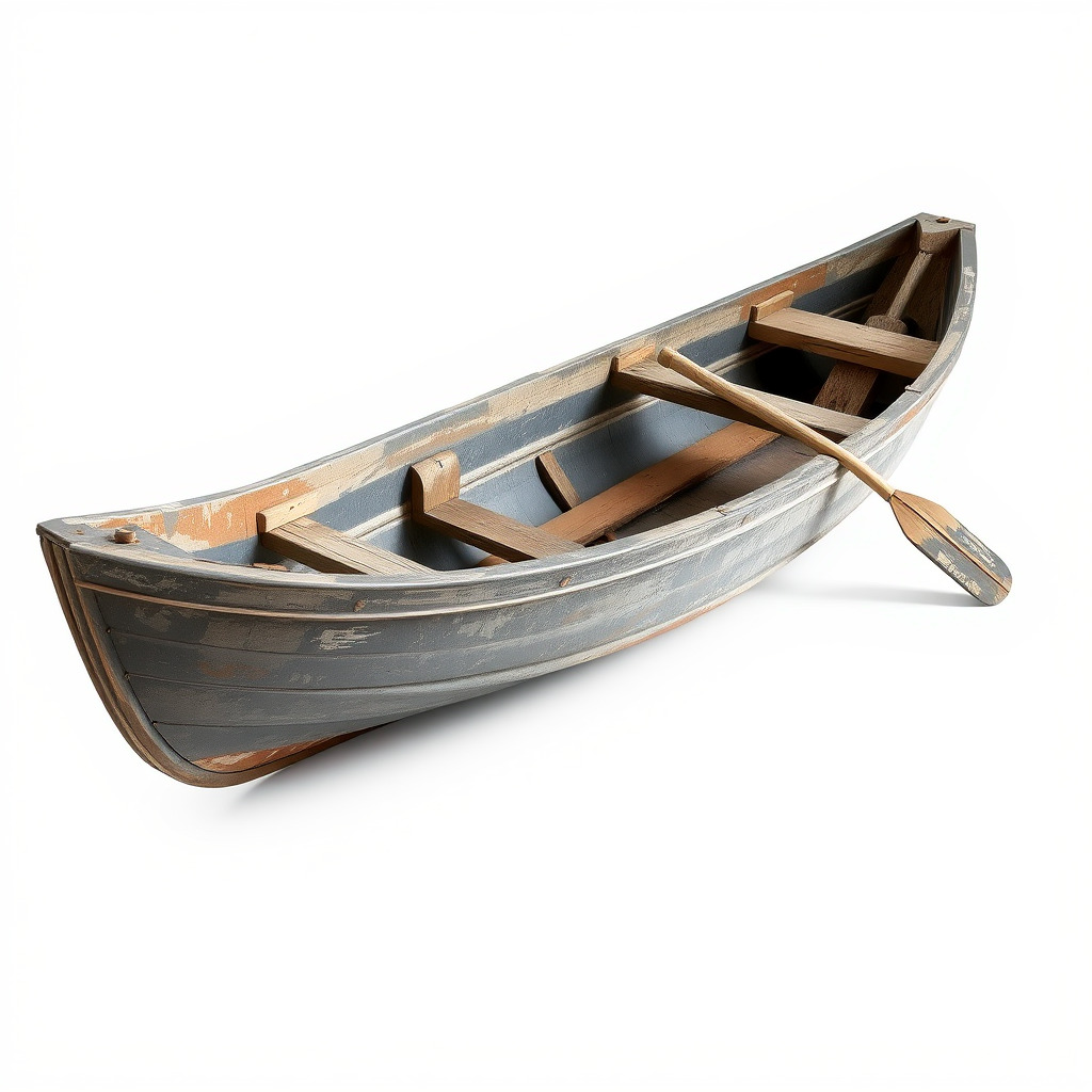 Weathered Rowboat with Oars model pack Low-poly 3D model_4
