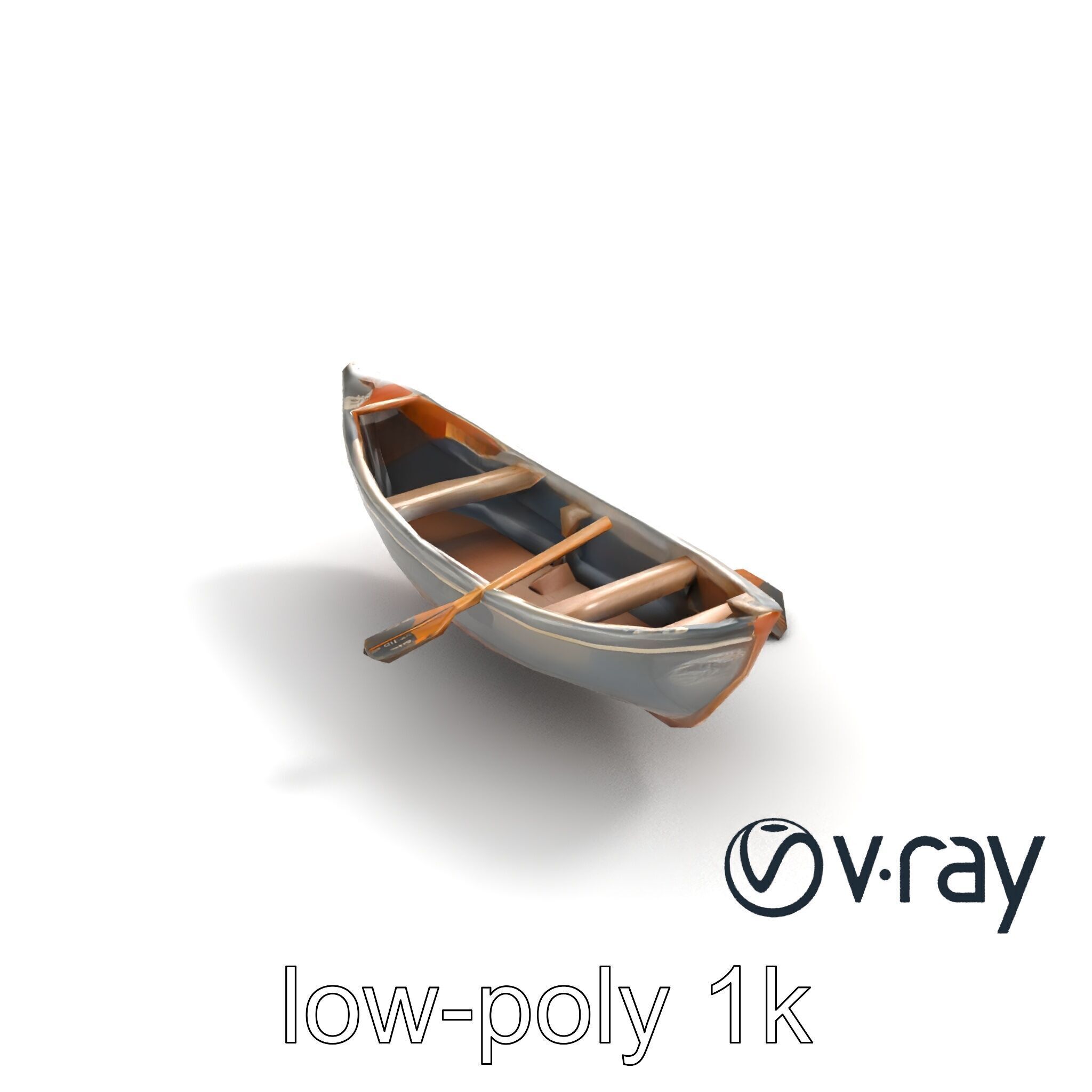 Weathered Rowboat with Oars model pack Low-poly 3D model_9