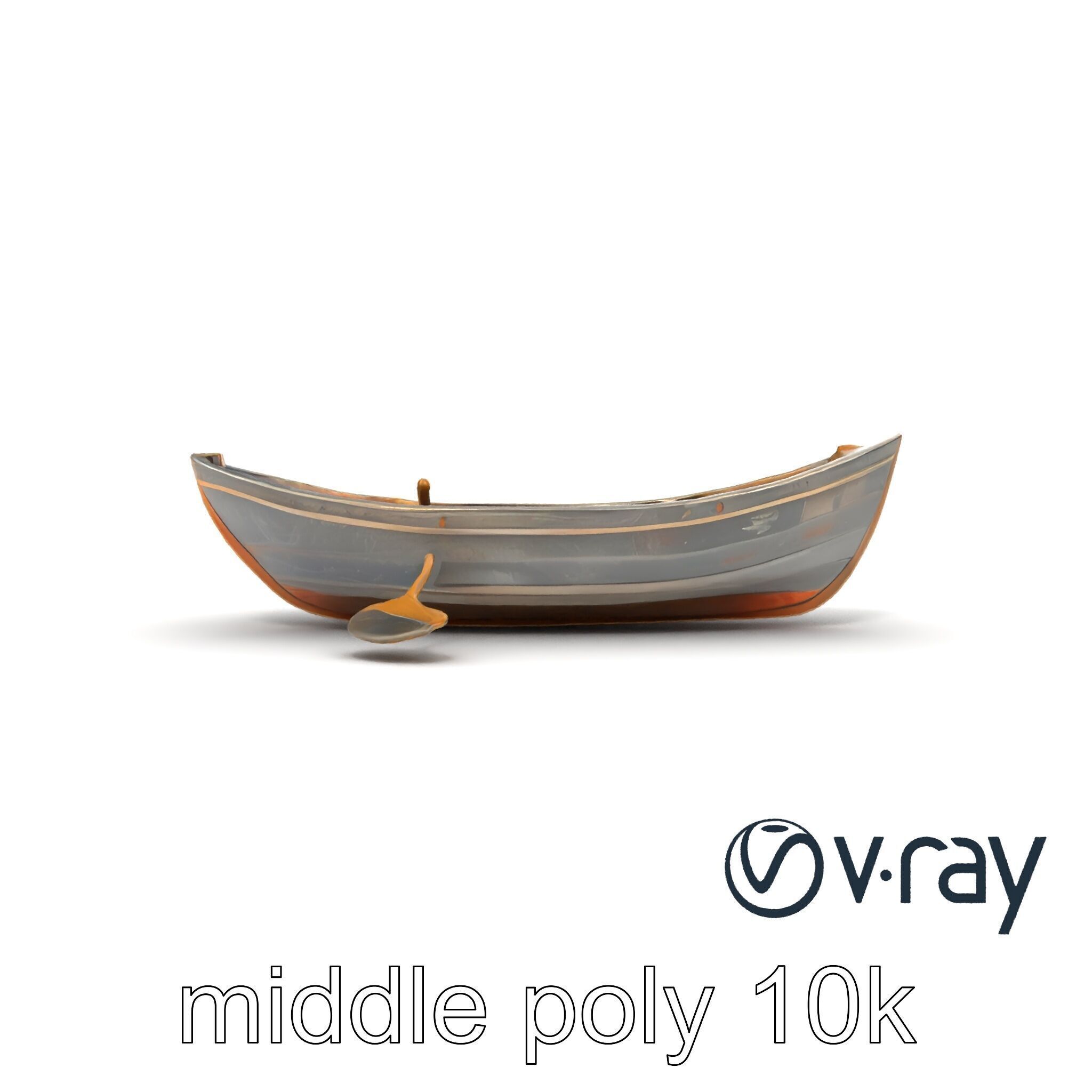Weathered Rowboat with Oars model pack Low-poly 3D model_32