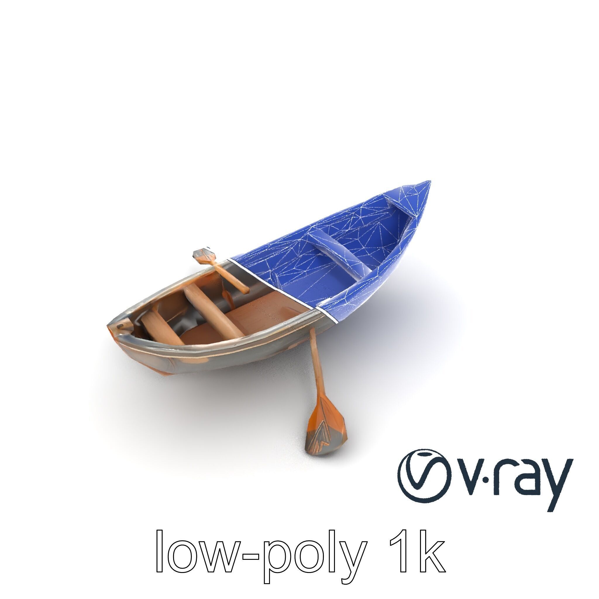Weathered Rowboat with Oars model pack Low-poly 3D model_31