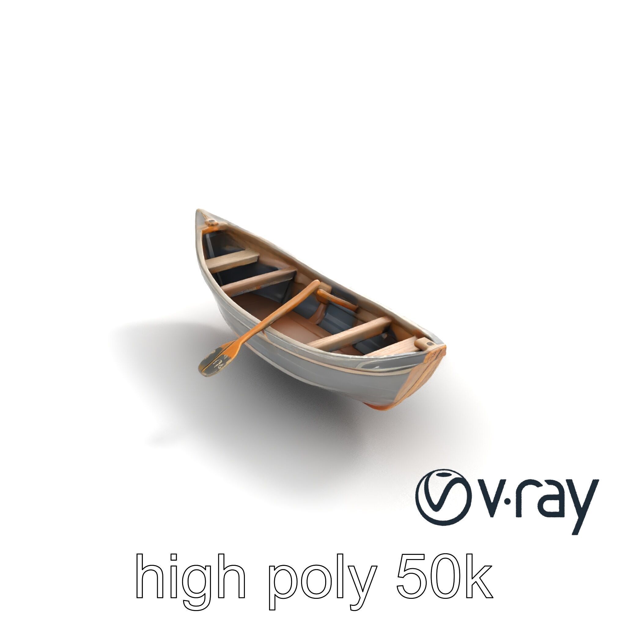 Weathered Rowboat with Oars model pack Low-poly 3D model_24