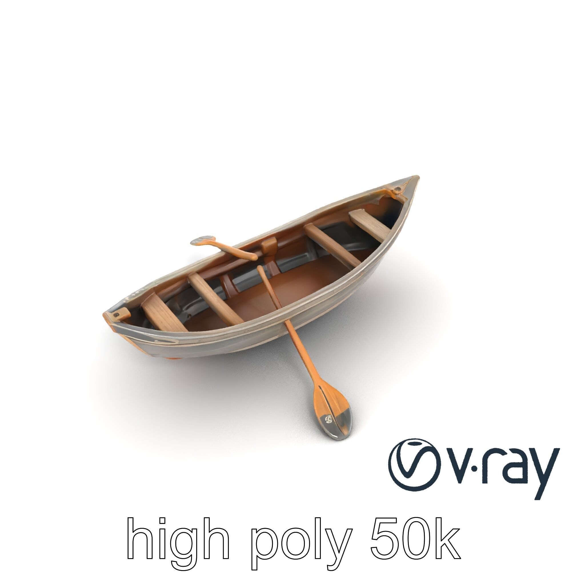 Weathered Rowboat with Oars model pack Low-poly 3D model_13