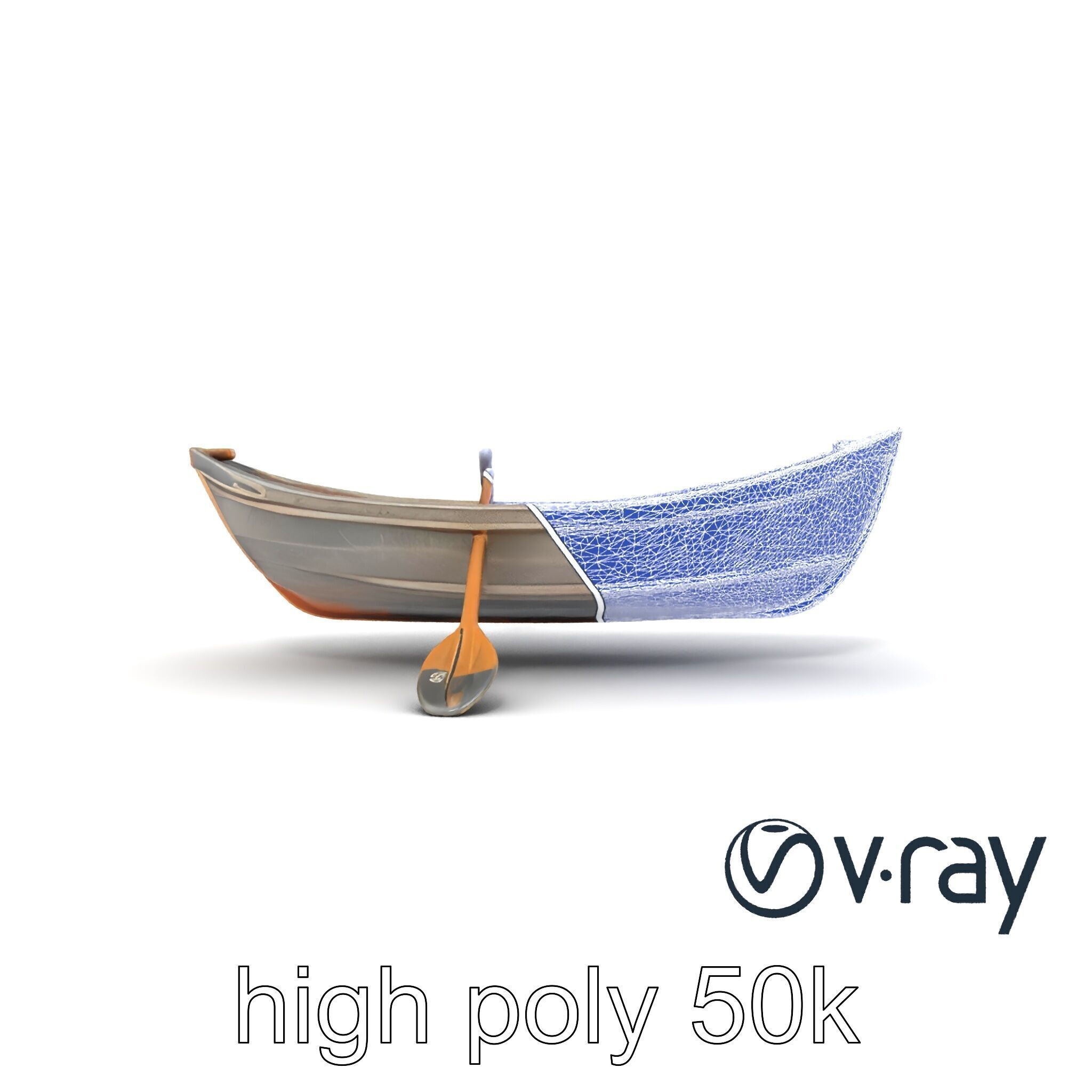 Weathered Rowboat with Oars model pack Low-poly 3D model_25