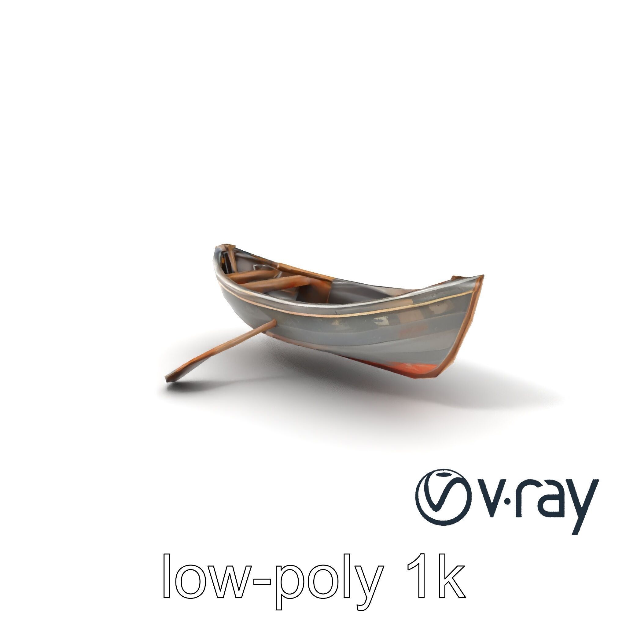 Weathered Rowboat with Oars model pack Low-poly 3D model_5