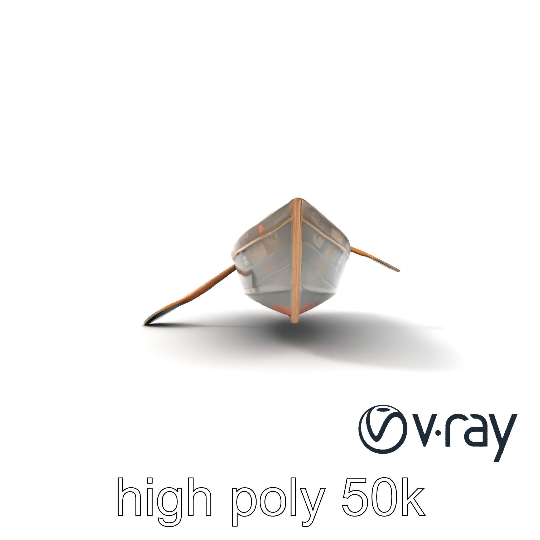 Weathered Rowboat with Oars model pack Low-poly 3D model_15