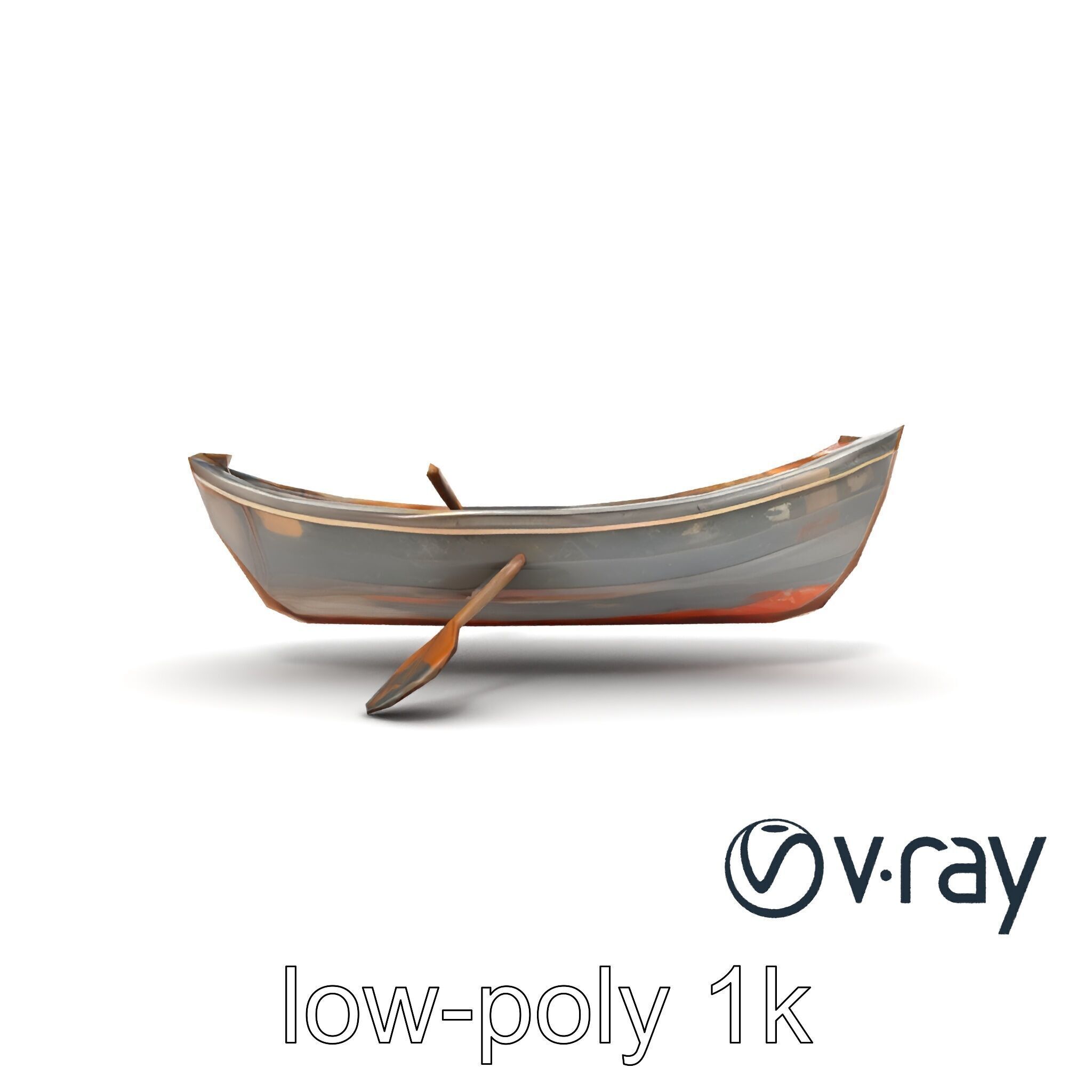 Weathered Rowboat with Oars model pack Low-poly 3D model_26