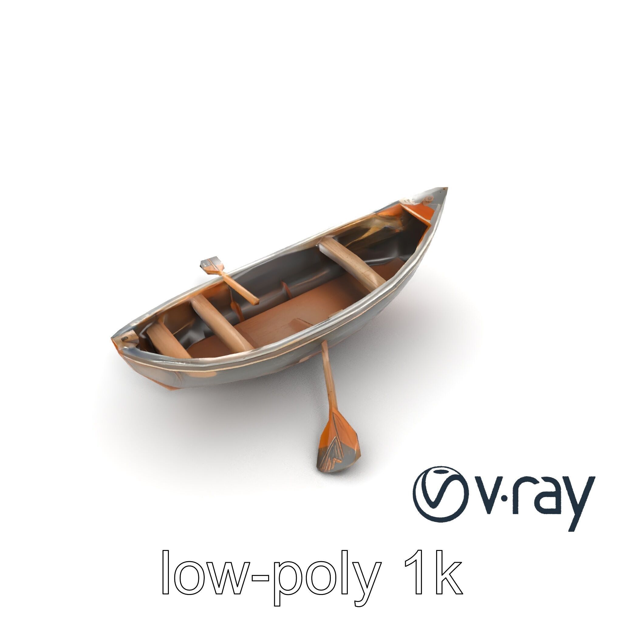 Weathered Rowboat with Oars model pack Low-poly 3D model_18