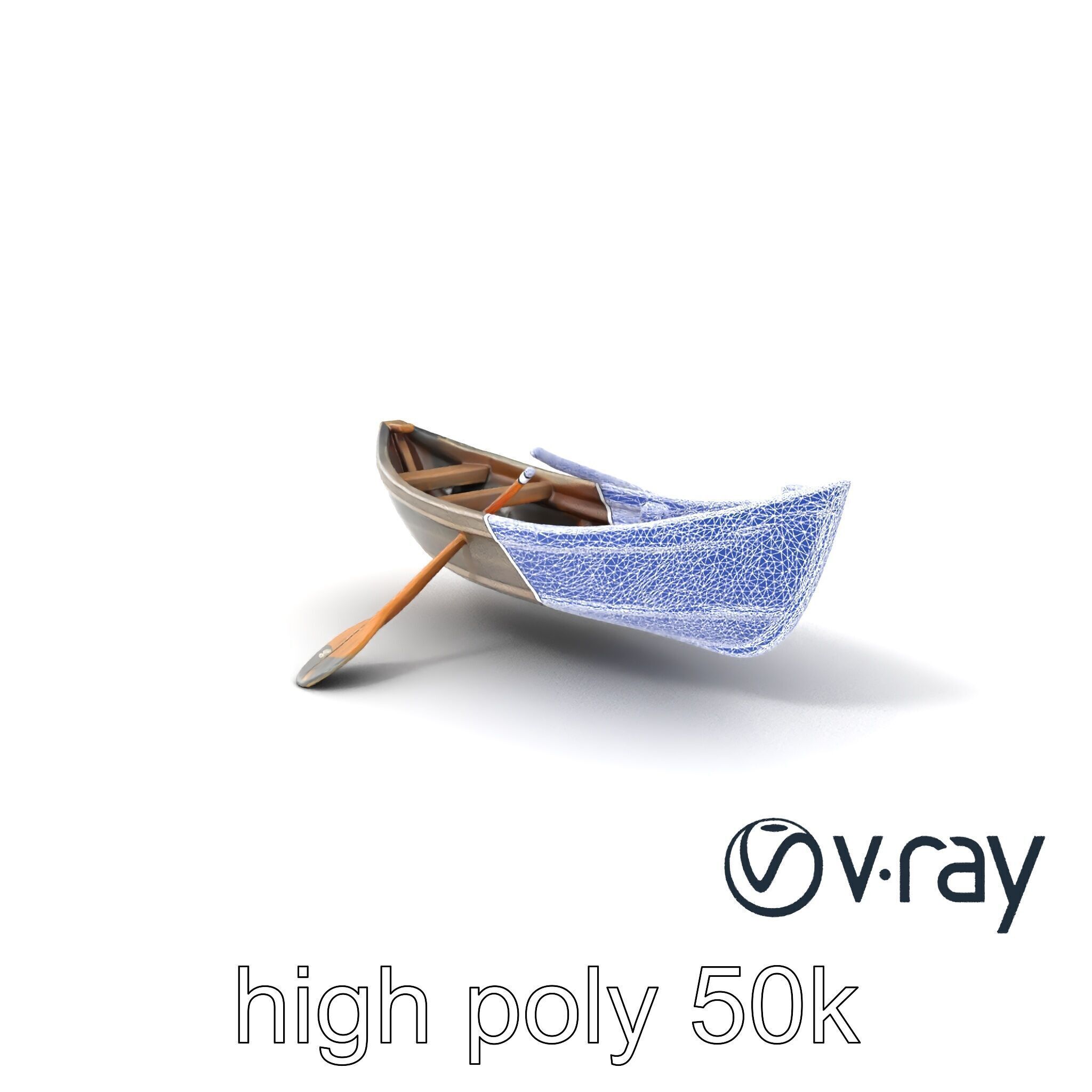 Weathered Rowboat with Oars model pack Low-poly 3D model_10