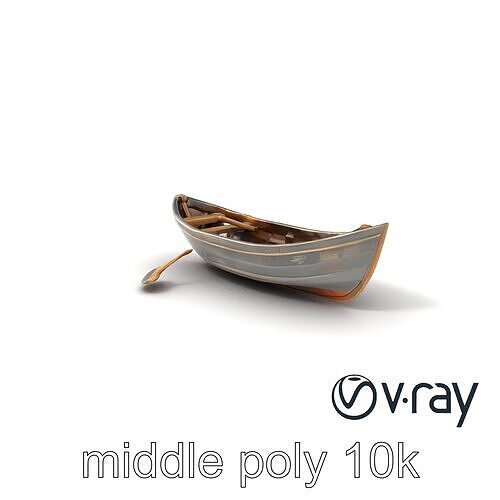 Weathered Rowboat with Oars model pack Low-poly 3D model