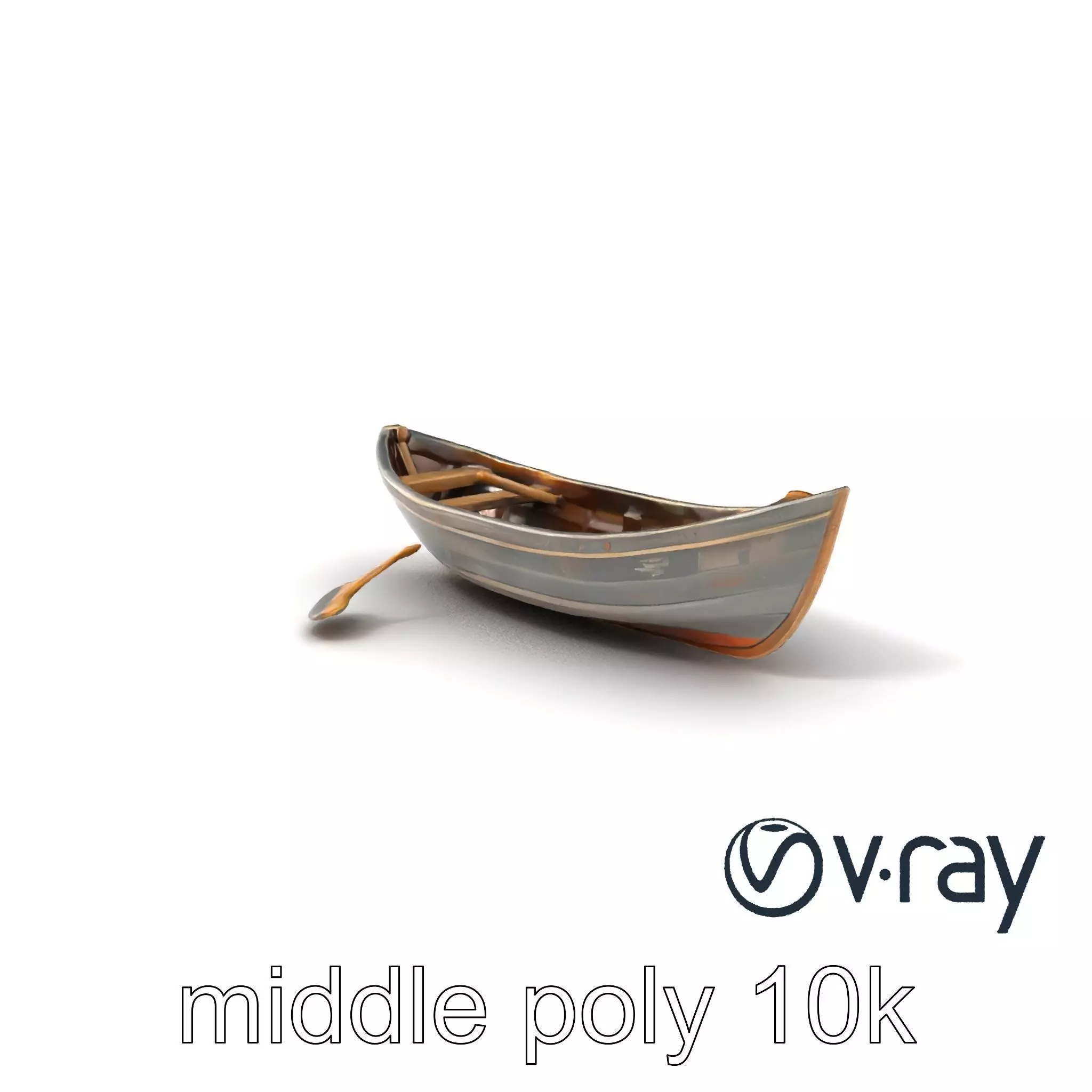 Weathered Rowboat with Oars model pack Low-poly 3D model_0