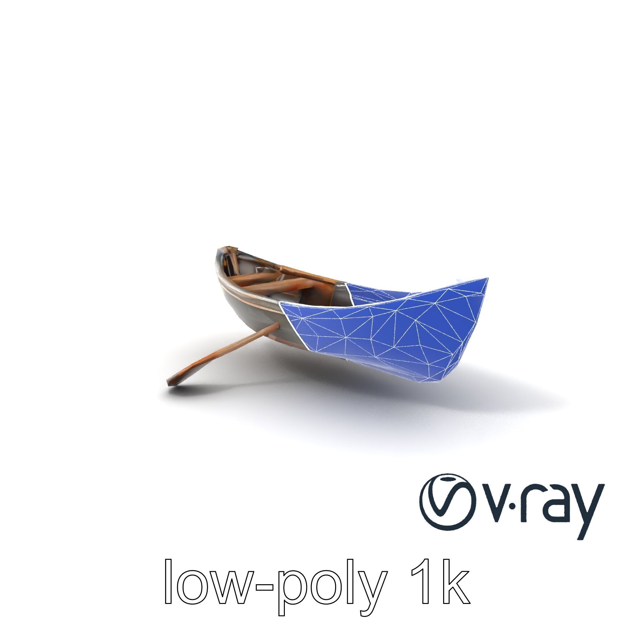 Weathered Rowboat with Oars model pack Low-poly 3D model_7