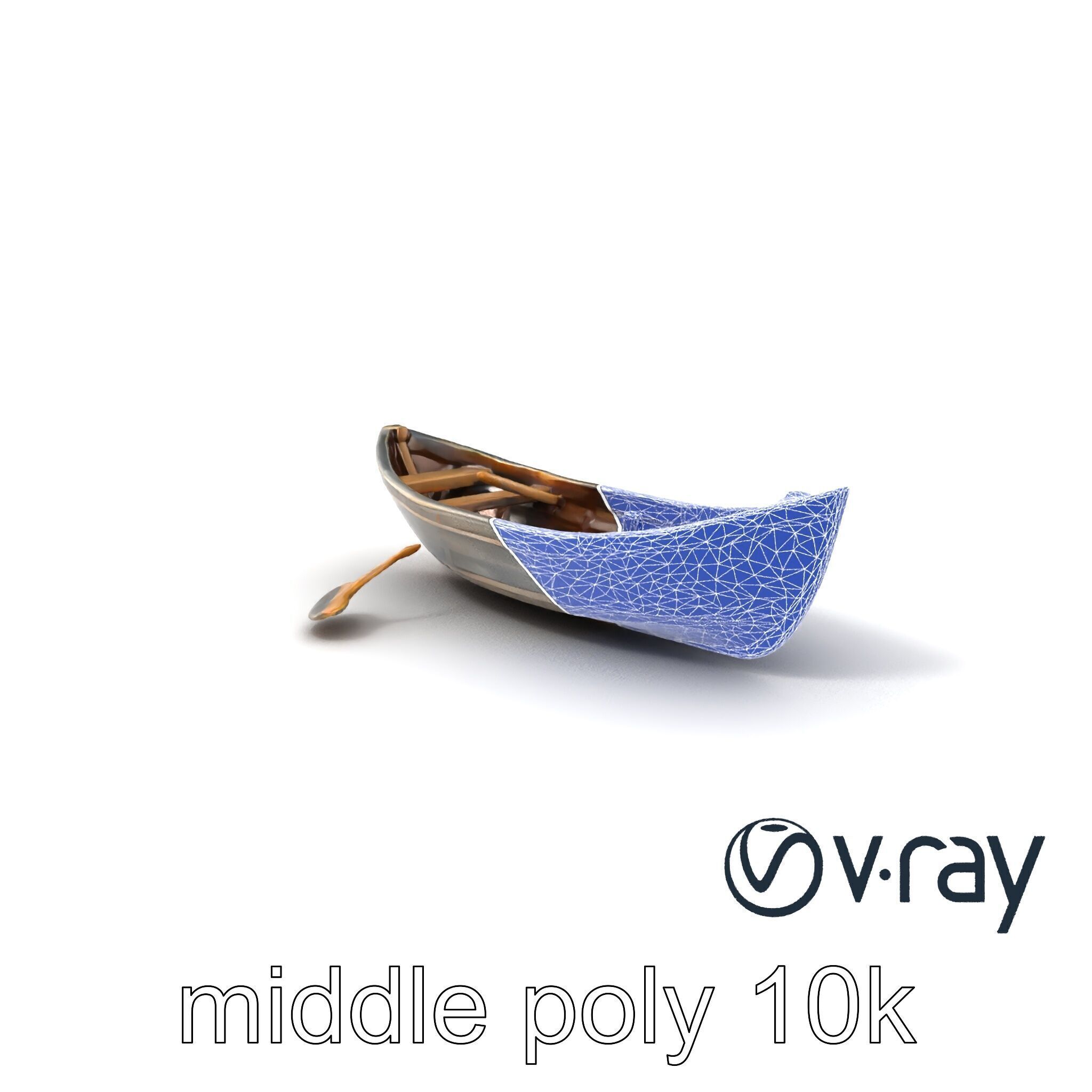 Weathered Rowboat with Oars model pack Low-poly 3D model_6